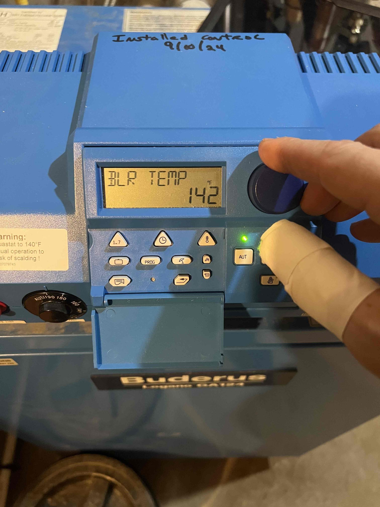 Arrived onsite to investigate a no-heat issue on a Buderus propane boiler. Upon arrival, the boiler was up to temperature. All thermostats were turned up; after a short delay, the zones came on, ran for a few minutes, shut off, and then restarted. I inspected all wiring in the Taco switching relay and found it to be in good condition. I also checked all settings on the Buderus control board and verified they were correct. While inspecting the indirect water heater temperature sensor, I found it was not fully seated in the well. I properly seated the sensor and secured it, the sensor could’ve caused the heat to not work as hot water takes priority. Verified operation, system is working properly at this time.