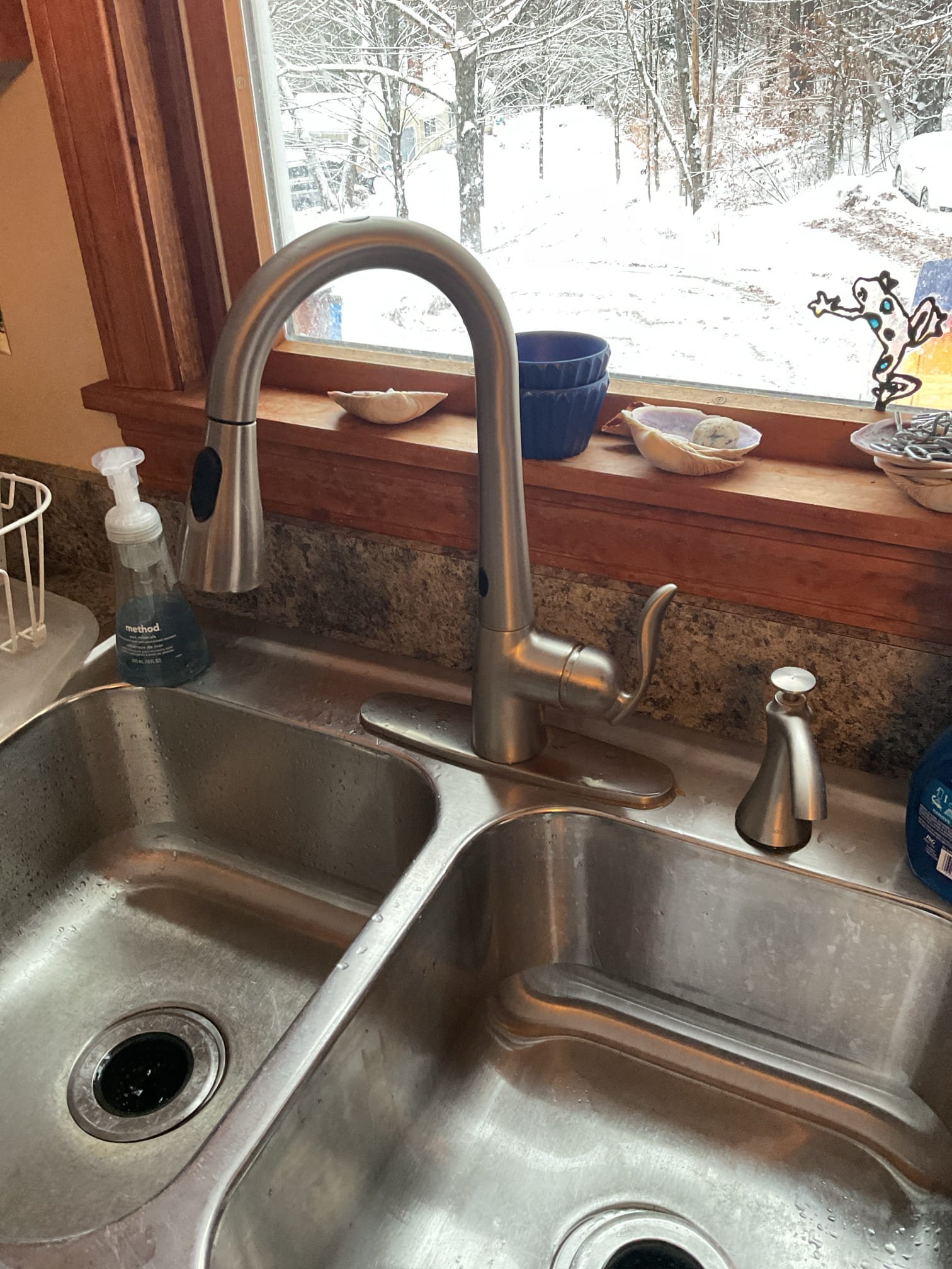 During this visit, the homeowner expressed concerns regarding a loose kitchen faucet handle and the need to replace the sediment cartridge. Upon inspection, we found that the internal components of the Moen Arbor faucet were loose, allowing excessive movement at the handle and cartridge; while there are no active leaks at this time, the handle is significantly worn.

We discussed repair options and advised that, based on experience, the fixture will require replacement. As the faucet is a Moen product and the homeowner is the original purchaser, it should be covered under warranty; however, due to the holiday, the Moen service center was unavailable and will be contacted on the next business day to arrange a replacement. The handle was temporarily reinstalled and confirmed operational, and we will return at a later date to install the new faucet and replace the customer-supplied sediment cartridge.