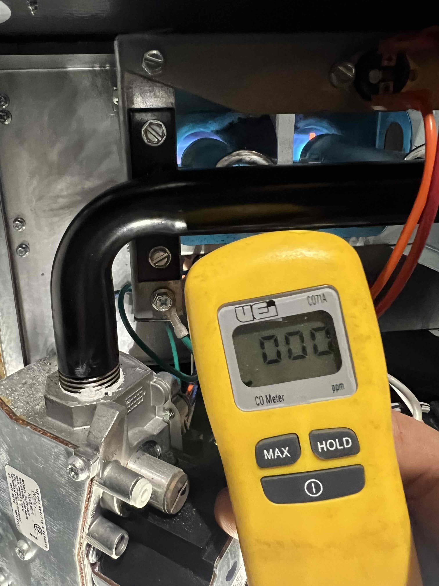 Replaced rusted burners on a Goodman propane furnace. Performed a bubble test on the gas line; no leaks were found. Checked carbon monoxide levels and confirmed there were no leaks present. Verified proper operation—system is working correctly at this time.