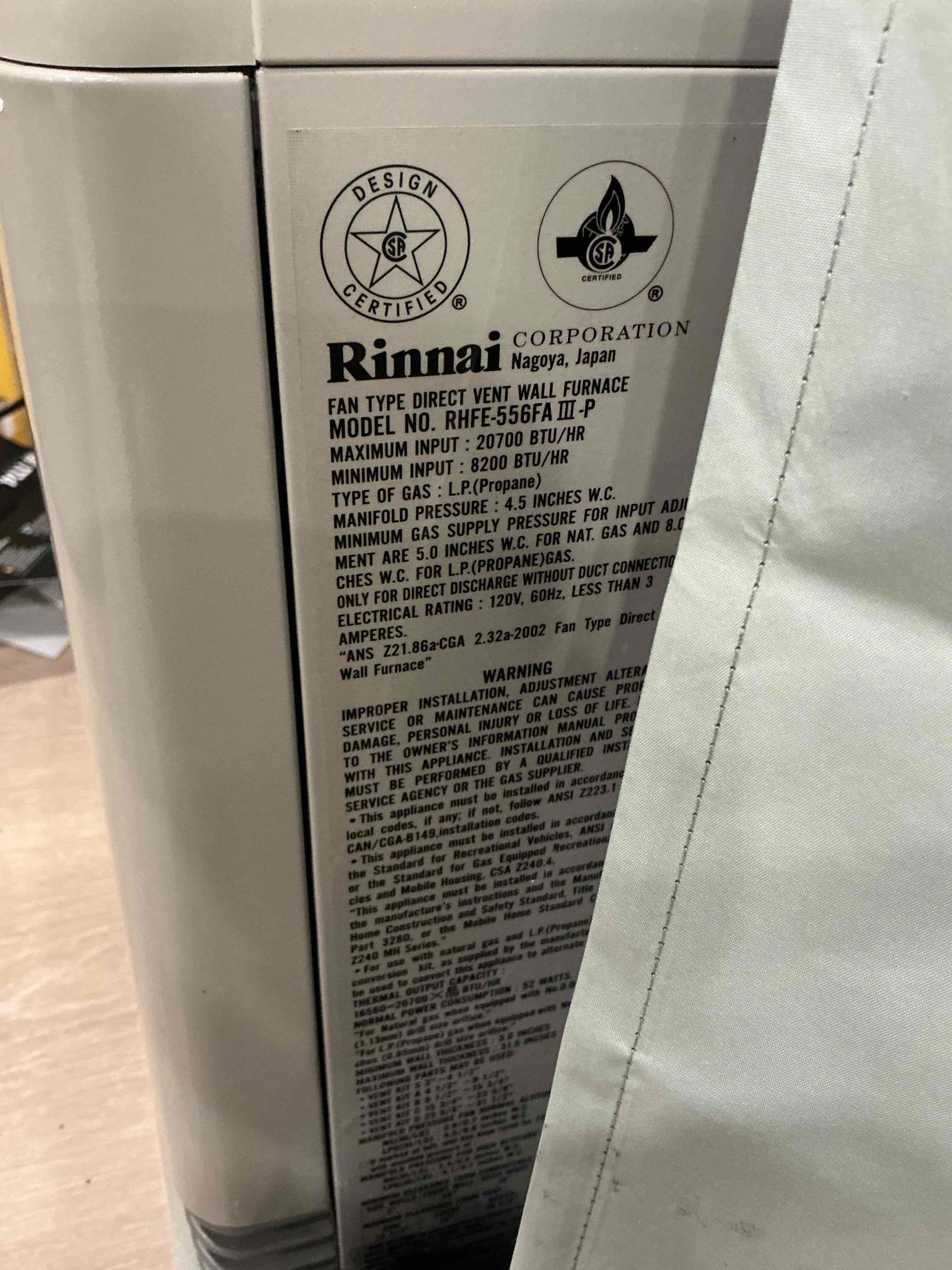 Looked at replacing rinnai direct vent wall heater