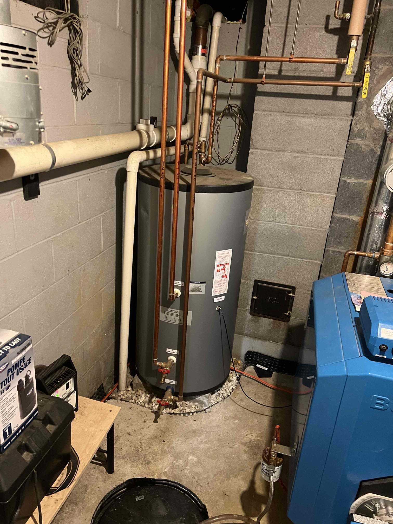 Arrived onsite to investigate a no hot water issue on a Buderus boiler with an indirect water heater. The home had heat but no domestic hot water. I found the hot water circulator motor extremely hot and not operating. I replaced the circulator along with three Hy-Vents and verified proper operation. The system is working properly at this time.