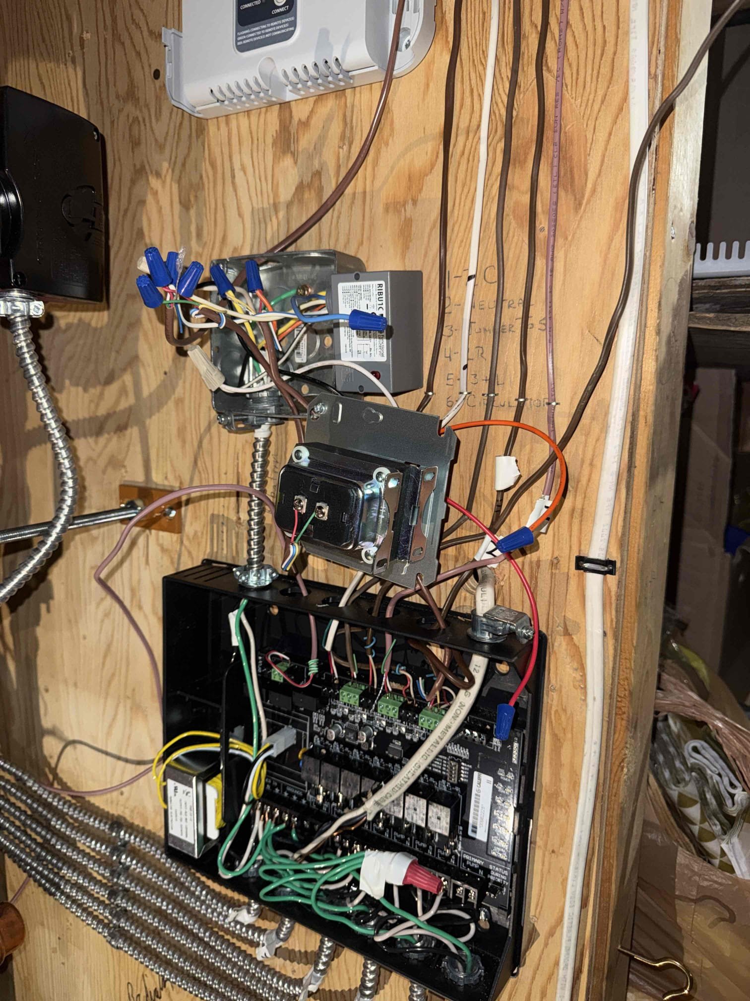 Installed a new transformer and RIB relay, and replaced the zone control board. Wired the wireless thermostat to Zone 6 and verified proper operation. Confirmed that both the wireless thermostat and the standard thermostat correctly initiate and terminate calls for heat. Tested system operation to ensure the new zone control board responds appropriately to all heat calls. At this time, the system is operating properly and as designed.