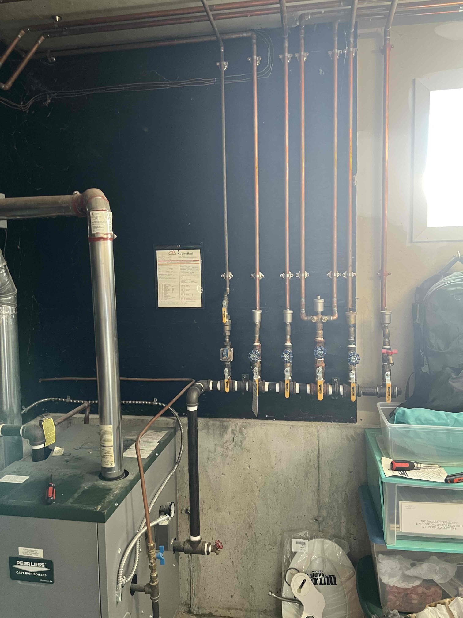 Arrived onsite to investigate no heat in one zone. The tenant reported that the circulator for the living room zone was extremely hot but not moving water, which typically indicates a failed circulator pump.

Replaced the circulator pump and discovered air trapped in the zone that was not being properly vented by the Hy-Vent. Replaced the Hy-Vent on the living room zone, purged the air, and verified proper operation. The system is working correctly at this time. 