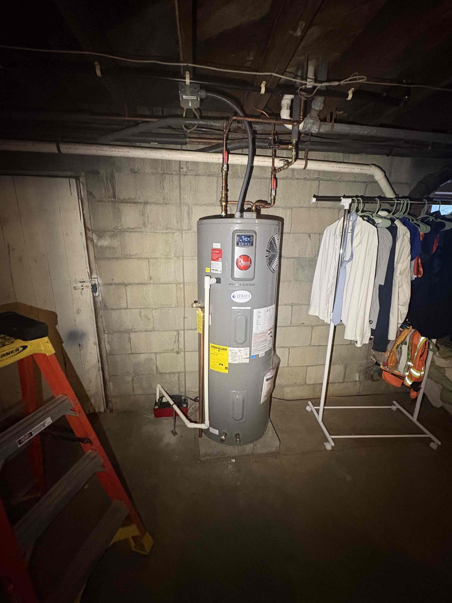 Responded to a service call for a Rheem hybrid water heater that had disabled itself and was reported to be emitting a burnt odor. Upon arrival, line voltage was verified at the unit, and the system was checked for stored or cleared error codes. Proper voltage was confirmed to both heating elements.

A full visual inspection of all wiring was performed, with no signs of burnt, damaged, or shorted connections found. All thermistors were tested and confirmed to be operating within proper specifications.

Rheem technical support was contacted to review findings and testing results. Based on confirmed diagnostics, Rheem determined there is an internal fault within the control board that cannot be visually inspected or field-tested. Rheem is shipping a replacement control board directly to the customer.

A return visit will be required to install the new control board once it arrives.

The system was installed in July 2025, and all work and parts are covered under manufacturer warranty.
