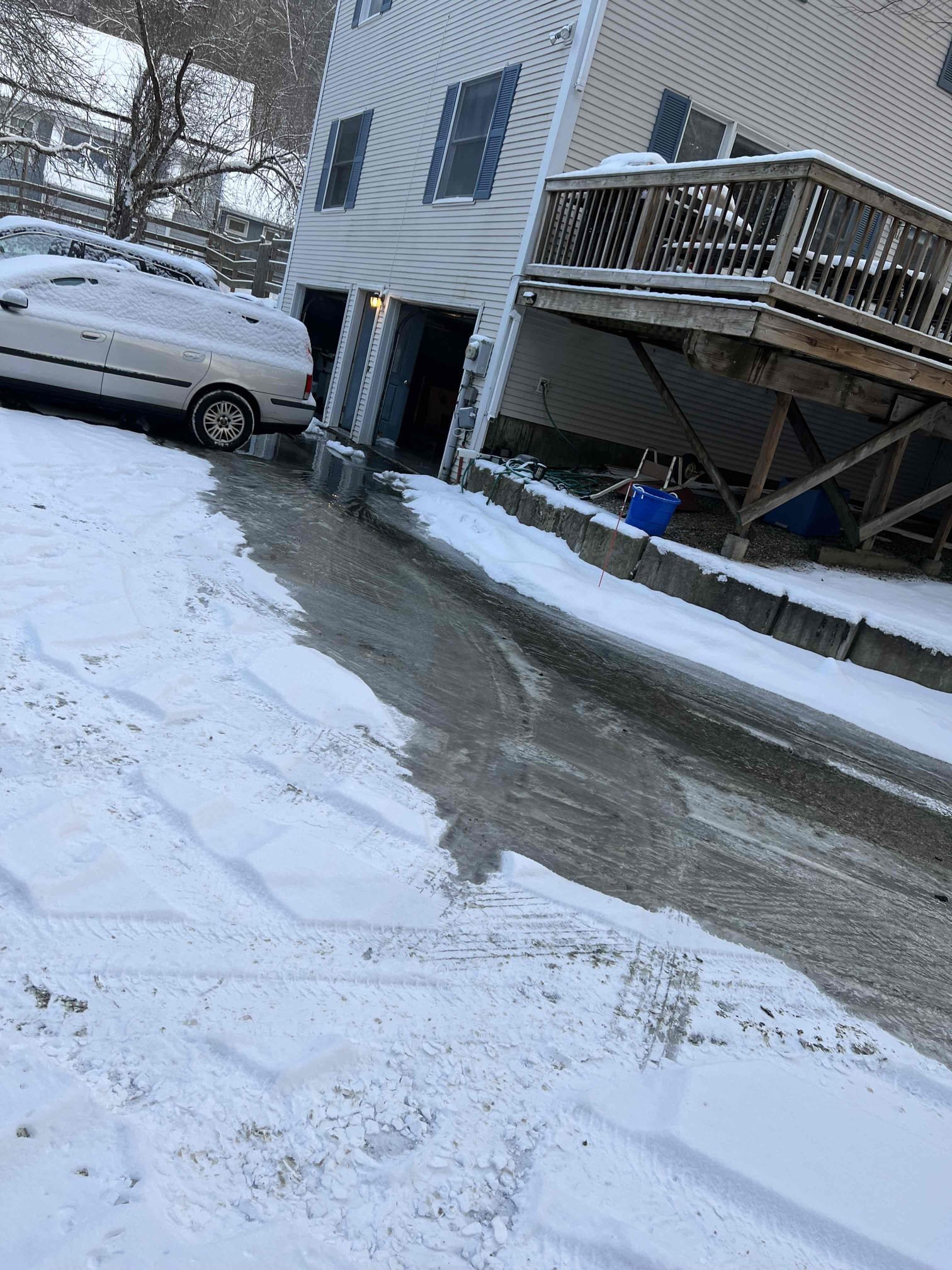 Arrived on site to investigate no heat and possible frozen pipes. Upon arrival, we observed heavy water leakage from the upstairs with several inches of water on the floor. We shut off the main water supply and disconnected power to the boiler and water heater. We advised the homeowner to contact a water mitigation company and to inform us of their plan moving forward.