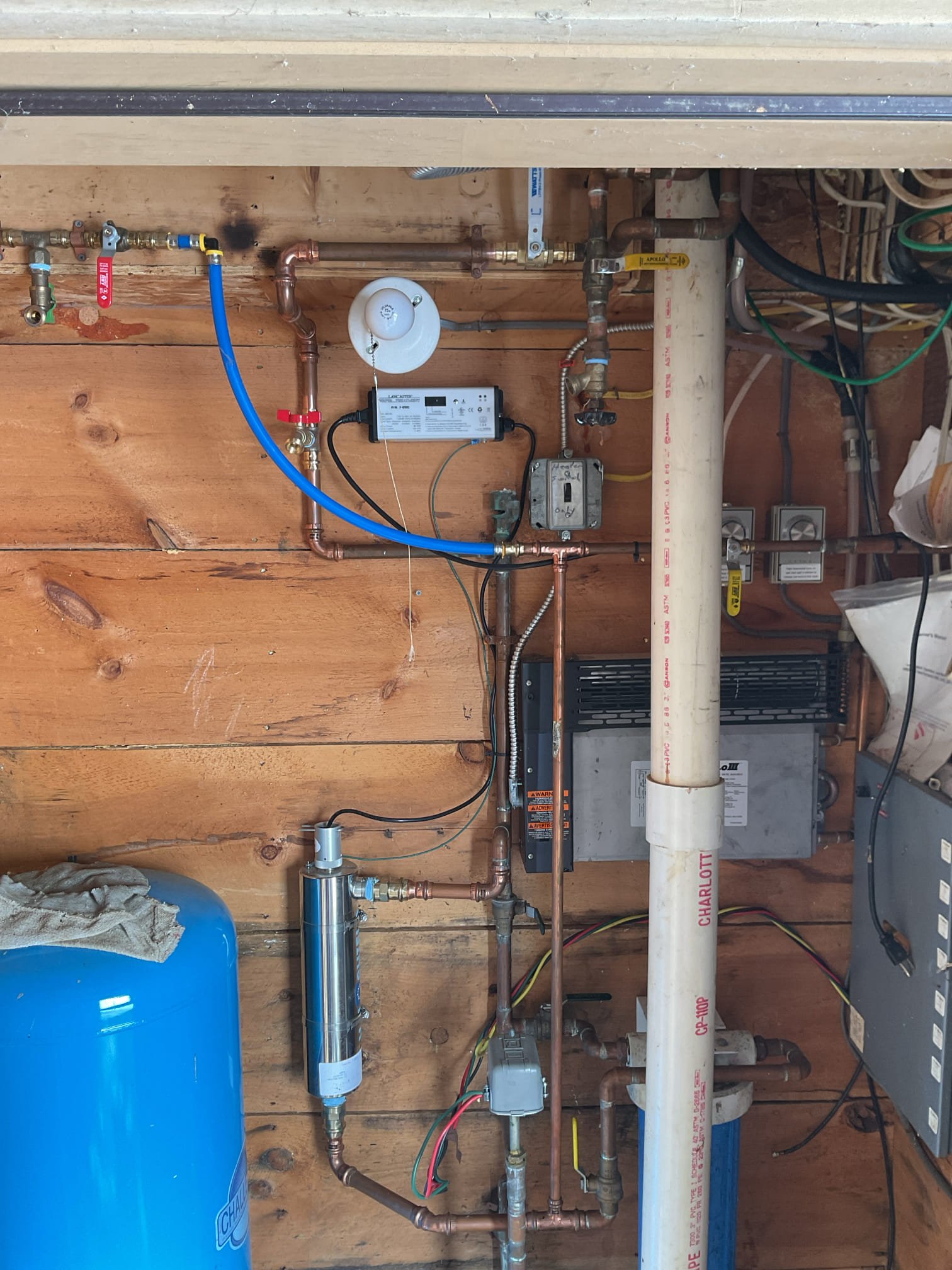 Upon arrival customer needed two UV light bulbs replaced and two sediment filters replaced and a ball valve and boiler drain installed at the barn to give the Lancaster UV light greater serviceability. 

I started by removing and disposing of the Viqua UV bulb and sleeve and the 4x10 sediment filter. I replaced the bulb and 4x10 sediment filter with company supplied bulb and filter. I then cleaned and lubricated the o ring on the filter, remounted the cartridge housing, reset the control box of the bulb, flushed out the air pockets, and let the lamp heat up to ensure it was working properly. 

I then installed a boiler drain followed by a 3/4” ball valve after the barn apartment filter and UV light for improved serviceability. I then removed the UV bulb and 4x20 sediment filter and replaced them with the customer supplied bulb and filter in the utility room. The filter did not have an o ring at time of service. I applied lubricant to ensure seal, installed the bulb, reset the light, en