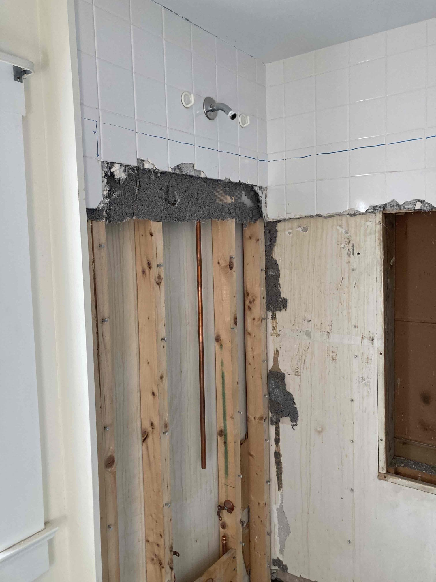 We found that the second-floor fixtures must be safely removed to prepare the space for remodeling. We propose disconnecting and capping the existing plumbing to prevent leaks and ensure a safe, efficient start to the renovation. This estimate includes demolition and removal of the cast iron tub.

1/9
Phase 1
-Installed two isolation ball valves in the basement ceiling assembly which controls the water for the second floor bathroom
-Removed the shutoff valves for the lavatory and toilet amd plugged the copper pipes
-Removed the lavatory s trap and plugged the drain pipe
-Demo amd removed the tile tub surround and cast iron tub
-Cut and removed the tub/shower valve
-Turned the valve off to the cast iron radiator and removed the radiator, stored in the area of the existing tub
-Turned the water back onto the house
-Will return to complete the second phase 