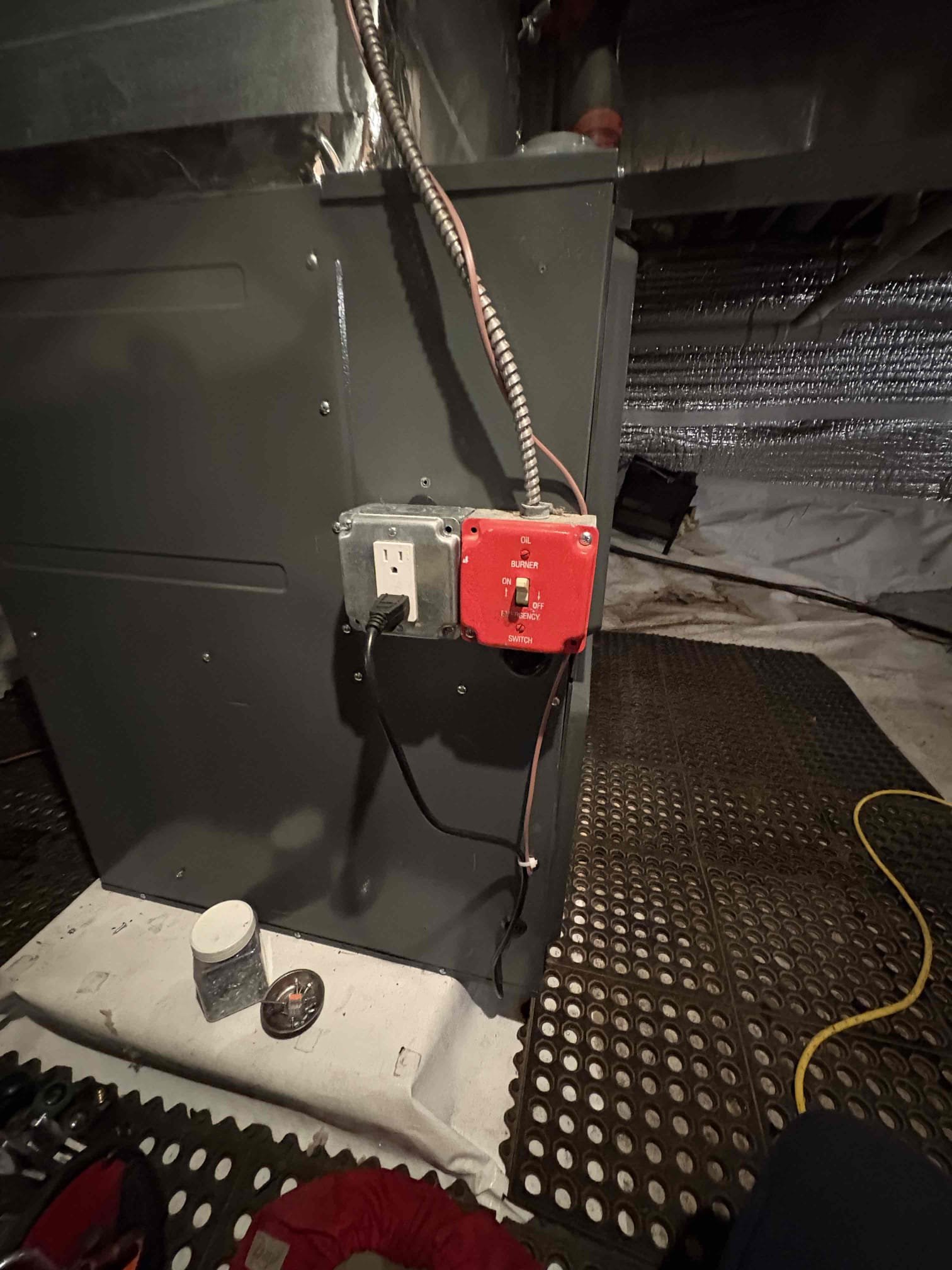 Corrected existing furnace return ductwork and properly connected the return plenums to the furnace ducting. Relocated the upstairs ducting from the return ductwork to the supply side. Resealed the return ducts using new panning where the upstairs line was removed. Installed a dedicated electrical outlet for the condensate pump and verified proper pump operation. Upon confirming pump operation, found the condensate discharge line was not properly supported and contained multiple low spots where water was collecting. Installed proper hangers on the condensate line and confirmed correct drainage. Removed the old furnace from the basement.

Verified the upstairs bedroom supply duct is delivering 108-degree heated air and confirmed tight, reliable seals at both the supply and return plenums. The system is operating properly at this time.