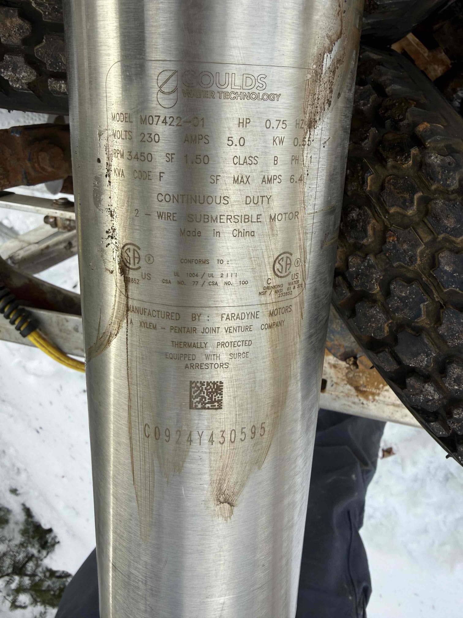 Due to the home having no water, we pulled the well pump to diagnose the issue and found the existing pump had failed. The pump was removed and replaced with a new 3/4 HP, 2-wire well pump. After installation, the system was reassembled, the well was returned to service, and water was restored to the home and confirmed to be operating properly. Once water was turned back on, a broken section of 1/2” water line exiting the house was discovered leaking; this damaged piping was repaired to stop the leak and restore proper flow. Customer is now apart of Jerms Home Care Club, and the entire system was tested to ensure proper operation and no further leaks. Pressure tank whole house filter and mixing valve will be rescheduled for a different date to install