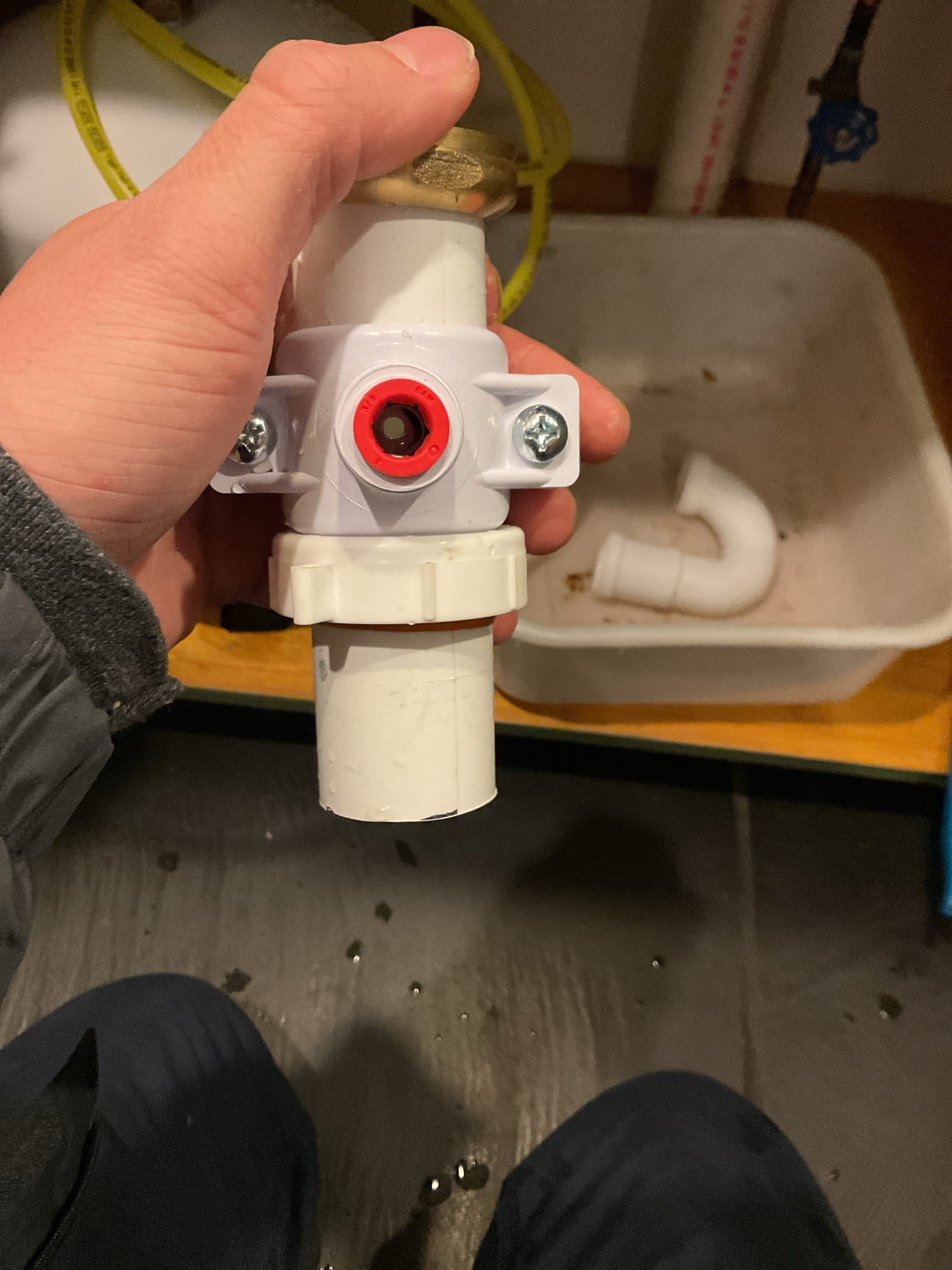 Upon arrival water was coming out of the air gap. I increased the size of the drain hole in the tailpiece to ensure proper flow to the drain. 

Everything is working well with no leaks present 