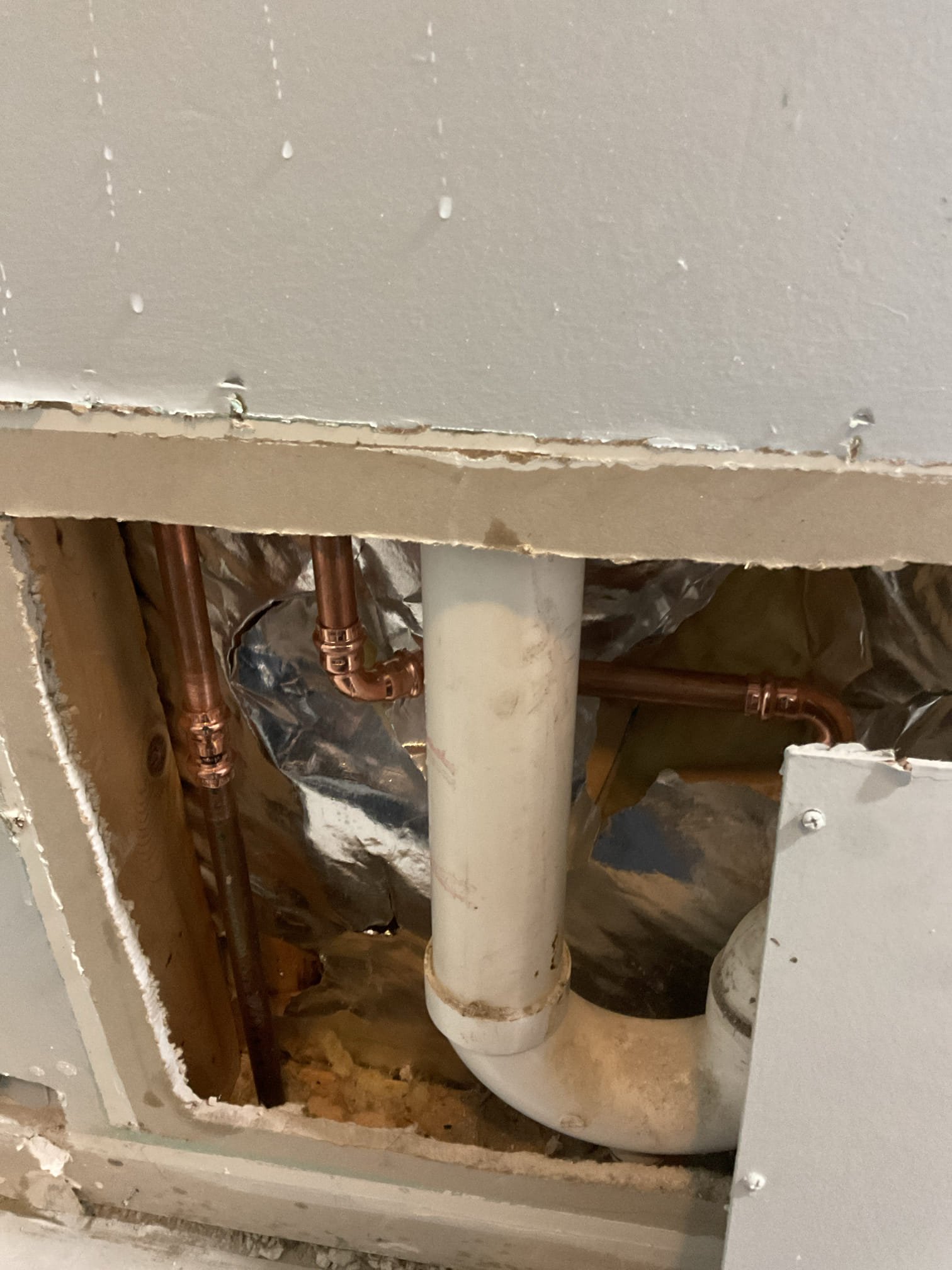 For this job, we cut open the wall as needed to access the existing laundry box and lowered it to the proper height to accommodate the newly installed wallpaper, ensuring correct alignment and functionality. The laundry box was securely repositioned and properly supported within the wall cavity. All plumbing connections were adjusted as necessary to maintain code compliance and reliable operation. Upon completion, the system was thoroughly tested to verify proper function and confirm there were no leaks. Any wall opening required for access was left ready for repair by others.