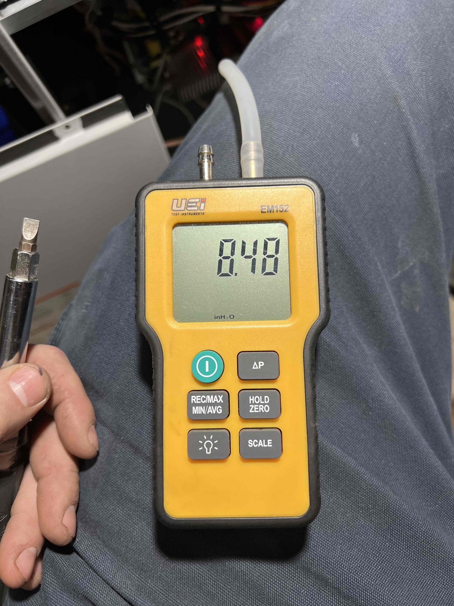 Installed a new Bosch propane furnace and connected it to the existing ductwork. Installed new 2” PVC venting to the exterior. Reworked the gas line to the furnace using 5/8” copper tubing. Performed a leak check at 8.5 in. w.c. for 3 minutes with no leaks detected. Set high- and low-fire manifold pressures to factory specifications. Checked carbon monoxide levels with no leaks present. Verified proper operation; the system is working correctly at this time. We need to return and install a 20x20x1 air filter.