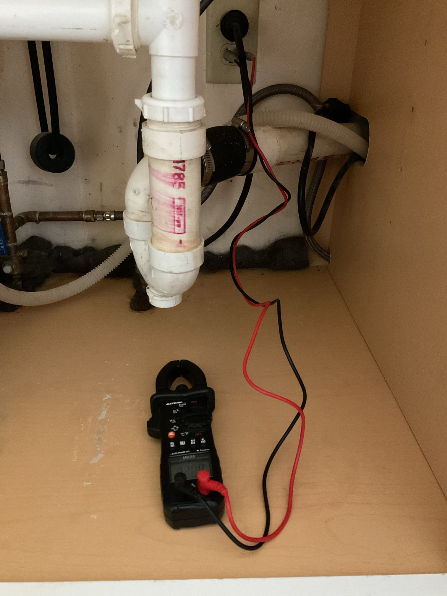 Upon arrival customer had an issue with the garbage disposal and dishwasher not working. They were not on, and upon plugging in a charger I found the outlet was not working. 

I tested it and found that they only had 1.2 volts. I reset the breaker and was unsuccessful in restoring proper function. Electrical follow up needed. 

I gave estimates for multiple issues I found and will email them for potential future repairs. 