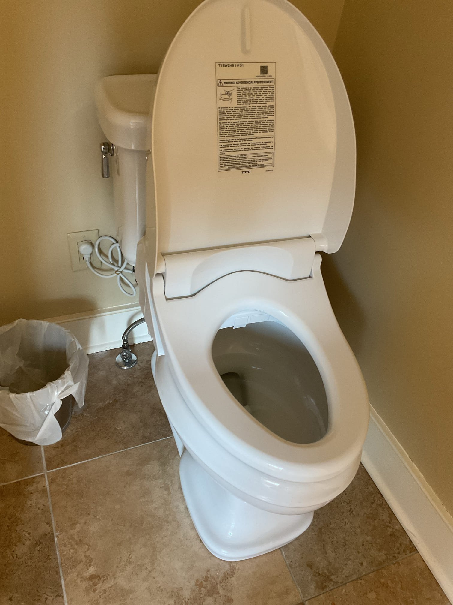Came to the location to collect a water sample to verify that the water softener was operating properly. Upon arrival, the bidet toilet seat had already been installed prior to the visit. The water sample was taken successfully, and the test results will be emailed to the customer once they are available.