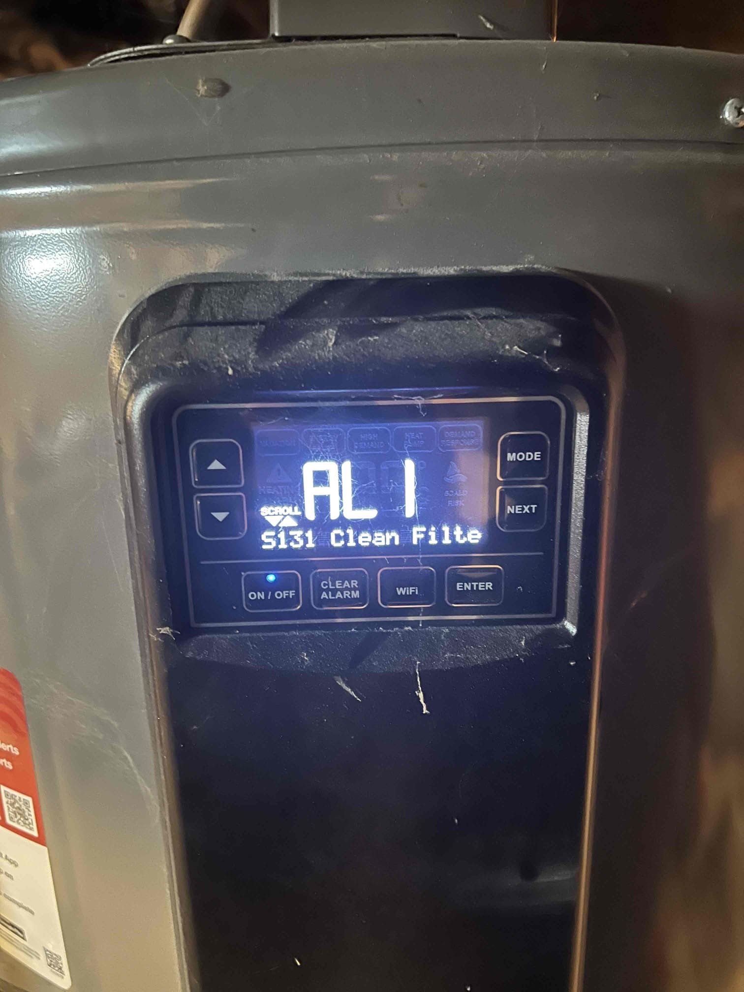 Arrived onsite to investigate insufficient hot water on a Ruud hybrid water heater. The customer reported that the hot water temperature is adequate, but they frequently run out of hot water. During our thorough evaluation, we found several fault codes related to the heat pump portion of the water heater. We contacted technical support and diagnosed a faulty thermistor. Ruud will ship the replacement thermistor to the customer’s address once it is off backorder. We also provided estimates to install a mixing valve, vacuum breaker, and expansion tank, as well as to perform an annual tune-up. We locked the water heater in electric mode.