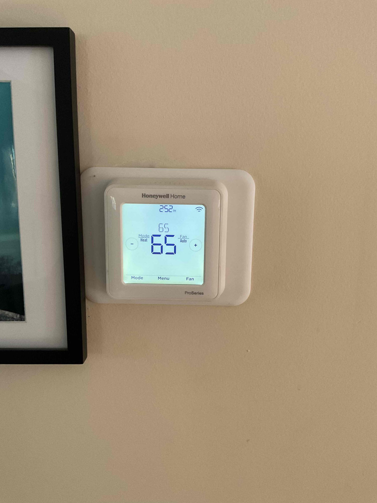 Installed new Honeywell home T6 pro. Installed common maker as there was not enough wires. Walked customer through setup of app to be able to control thermostat remotely. 