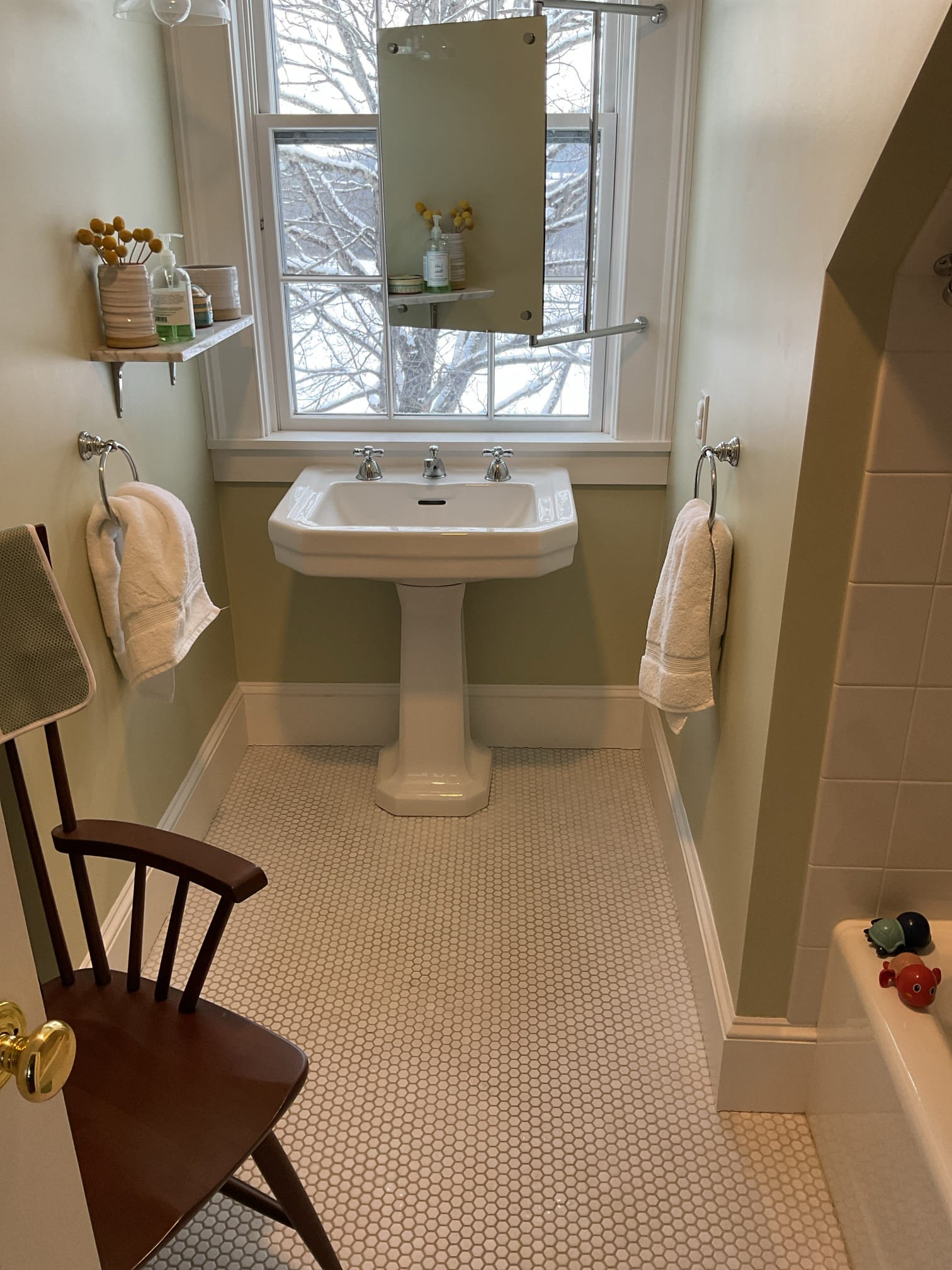 For this job, we came out to evaluate a widespread lavatory faucet on a pedestal sink that was actively dripping. After inspection, it was determined that the hot and cold cartridges are worn and are the likely cause of the leak. Replacement cartridges will need to be ordered, as they were not immediately available at the time of service. Once the correct cartridges arrive, we will return at a later date to replace both the hot and cold cartridges in an effort to stop the drip and restore proper faucet operation.