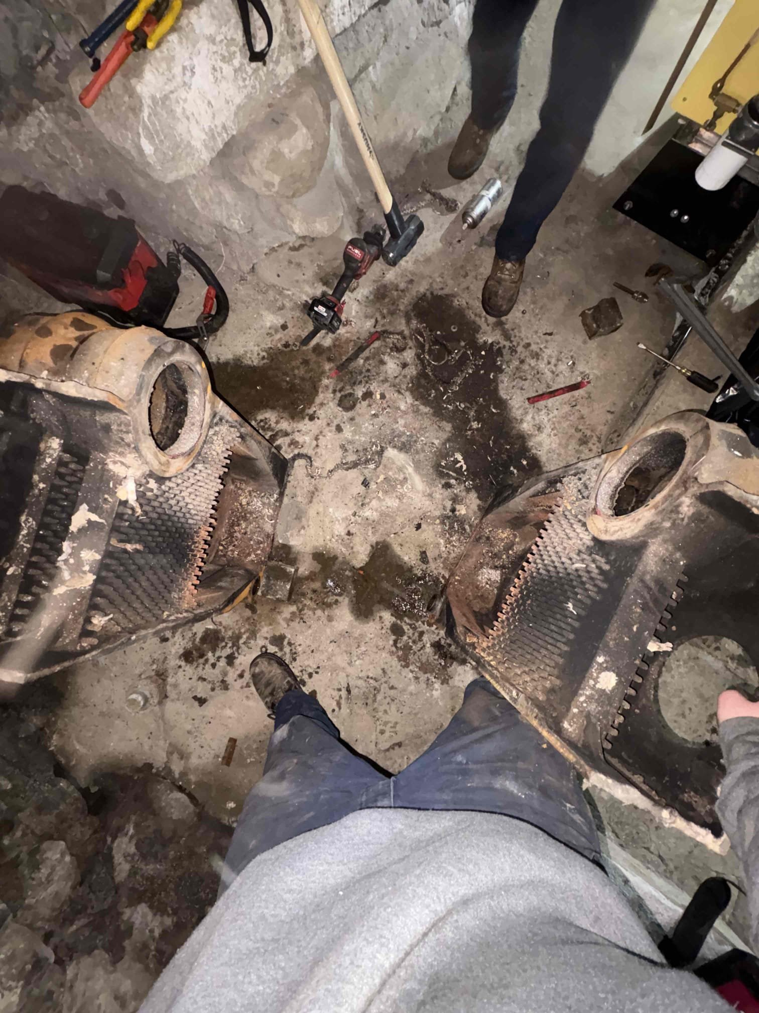 Disassembled and removed the old boiler from the basement. Cleaned the surrounding area and removed all associated components from the site. Jim reported hearing air in the first-floor piping. The first-floor zone was thoroughly purged, and an air pocket was identified and removed. Verified proper circulation with no remaining air noise in the piping. Confirmed proper operation of both upstairs and downstairs thermostats; each calls independently and responds as designed.

The system is operating properly at this time.