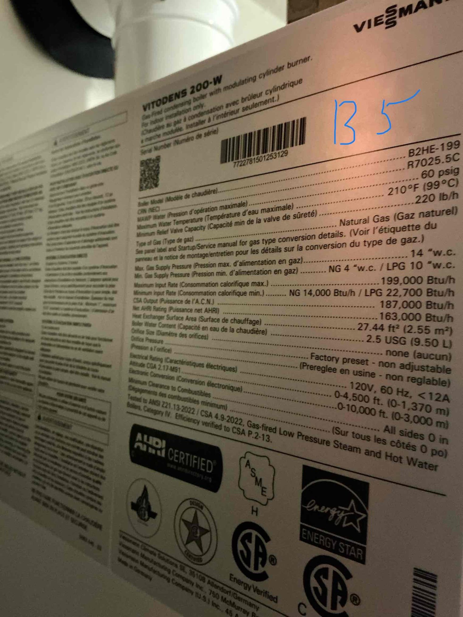 Took pictures of model and serial numbers for buildings 4,5,6