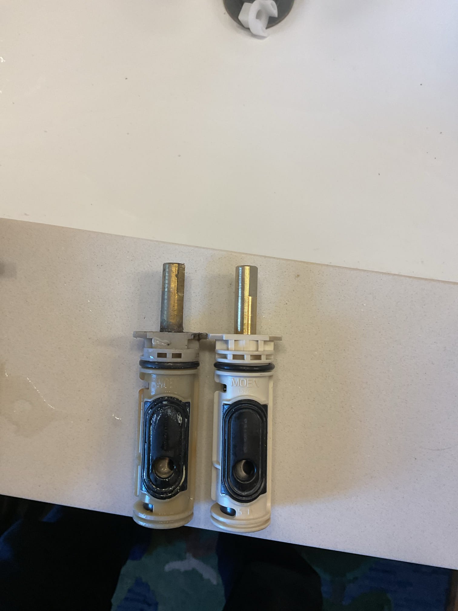 For this job, we diagnosed an issue with the shower not producing hot water due to a failed Moen 1222 cartridge. The existing cartridge was removed and replaced with a new Moen 1222 cartridge to correct the temperature control issue. After installation, the shower valve was properly reassembled and tested to ensure correct operation. Hot and cold water functionality was fully restored, and the shower is now operating as intended with all components working properly.