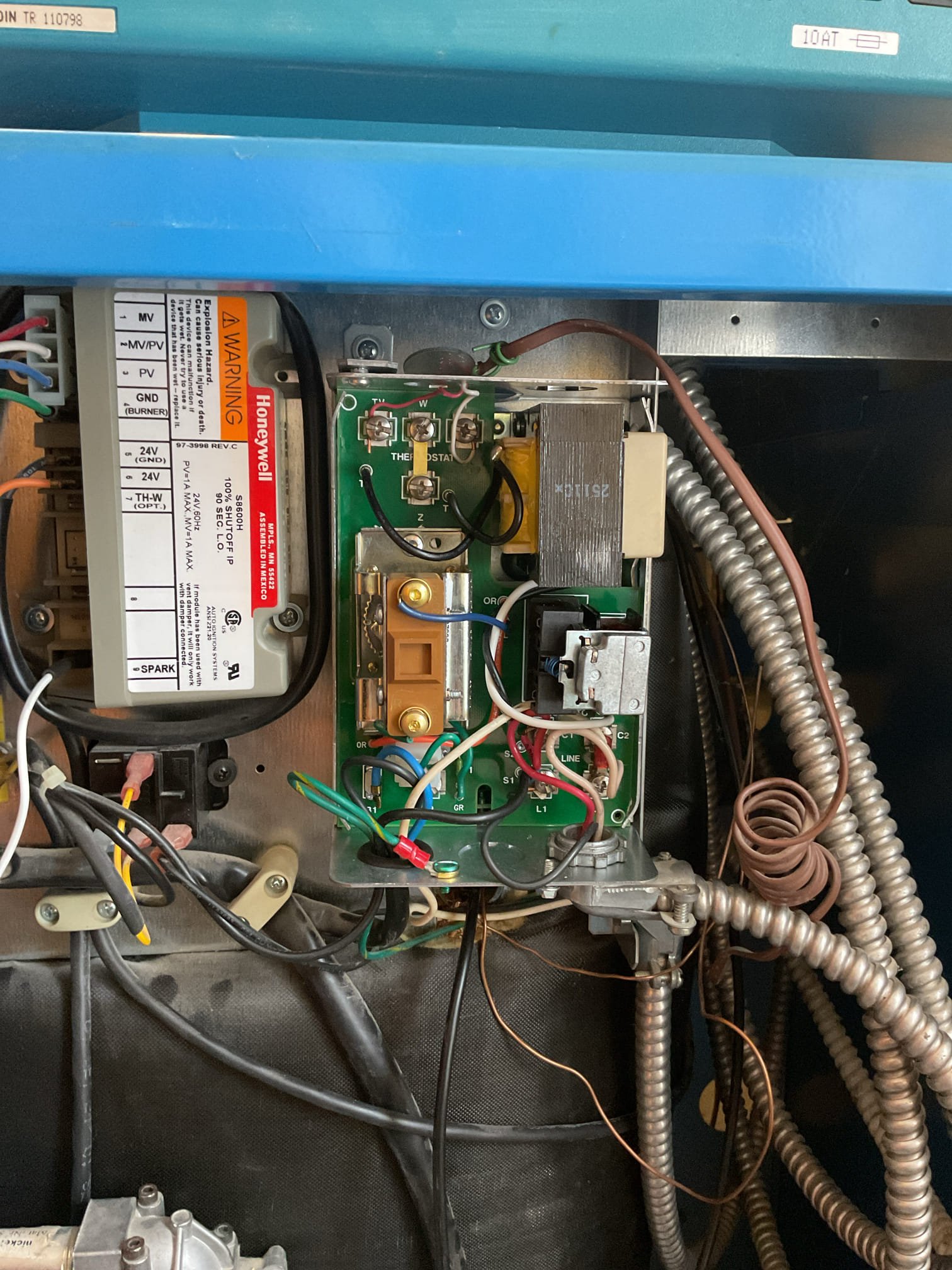 Arrived on site to diagnose no heat on propane boiler. Upon inspection, we found that the aquastat had failed after a power outage the previous day. We provided an estimate to replace which was accepted. We only had an oil aquastat on the truck so we ran to the supply house to grab one. Once back, we removed the old aquastat and installed the new one. Wired it up and tested operation. While testing the unit we found that the gas pressure was 4.5” w.c. The boiler needs 9.8”. We believe when the gas valve was changed out the person who did it did not adjust the pressure correctly. We adjusted it to 9.8” and boiler is firing well.

We recommend having someone come out to service the boiler fully.