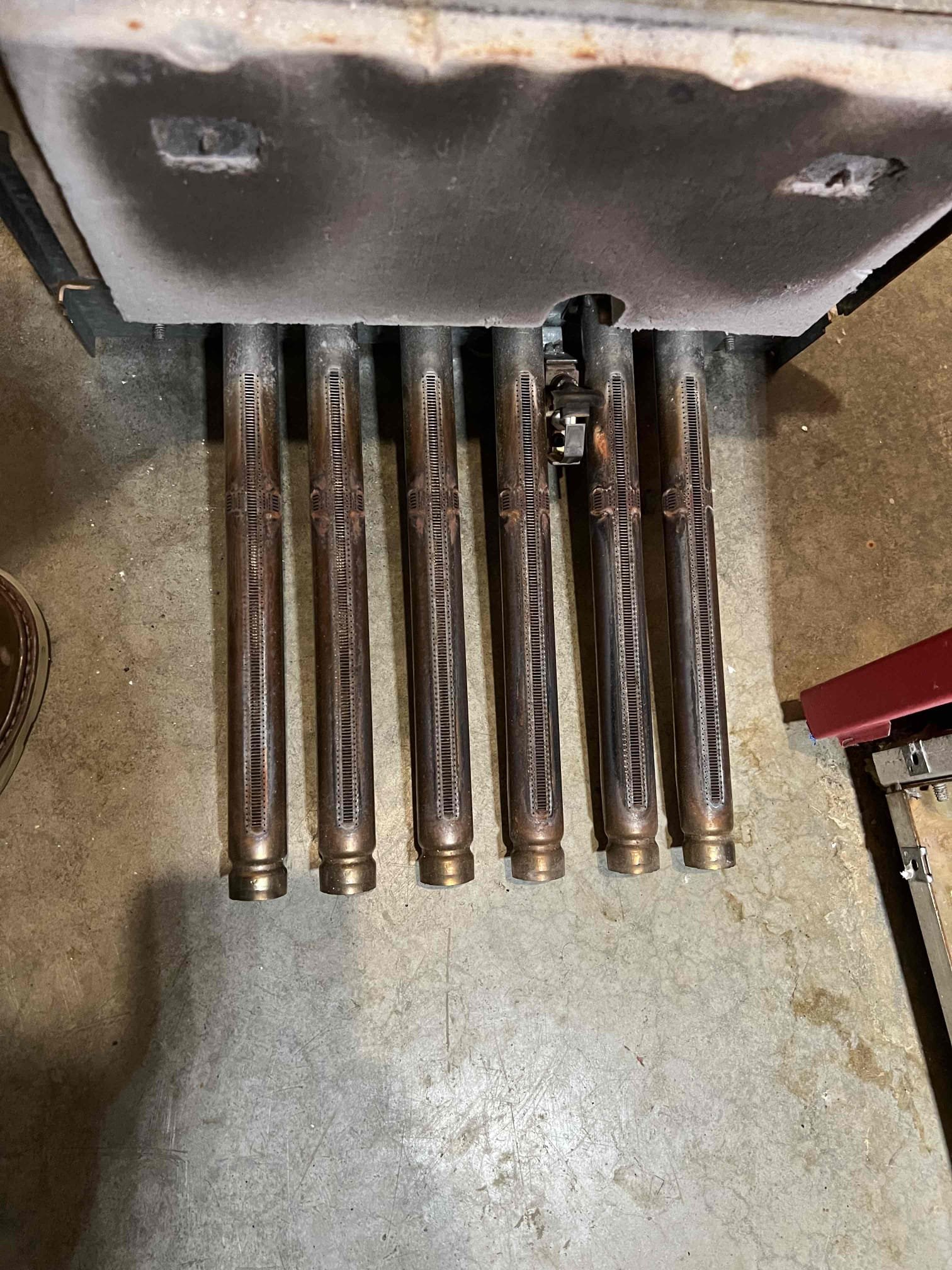 Performed annual tune-up on a Crown propane boiler.
Cleaned the burners, heat exchanger, igniter, flame sensor, and pilot assembly. Inspected safety controls, relief valve, expansion tank, venting, and overall hydronic system function. Bubble-tested the gasline, pilot line and checked carbon monoxide levels—no leaks detected. Flushed sediment from an indirect water heater. They don’t think the noise that they’ve been hearing is related to the heating system. Verified proper operation; the system is functioning correctly at this time.