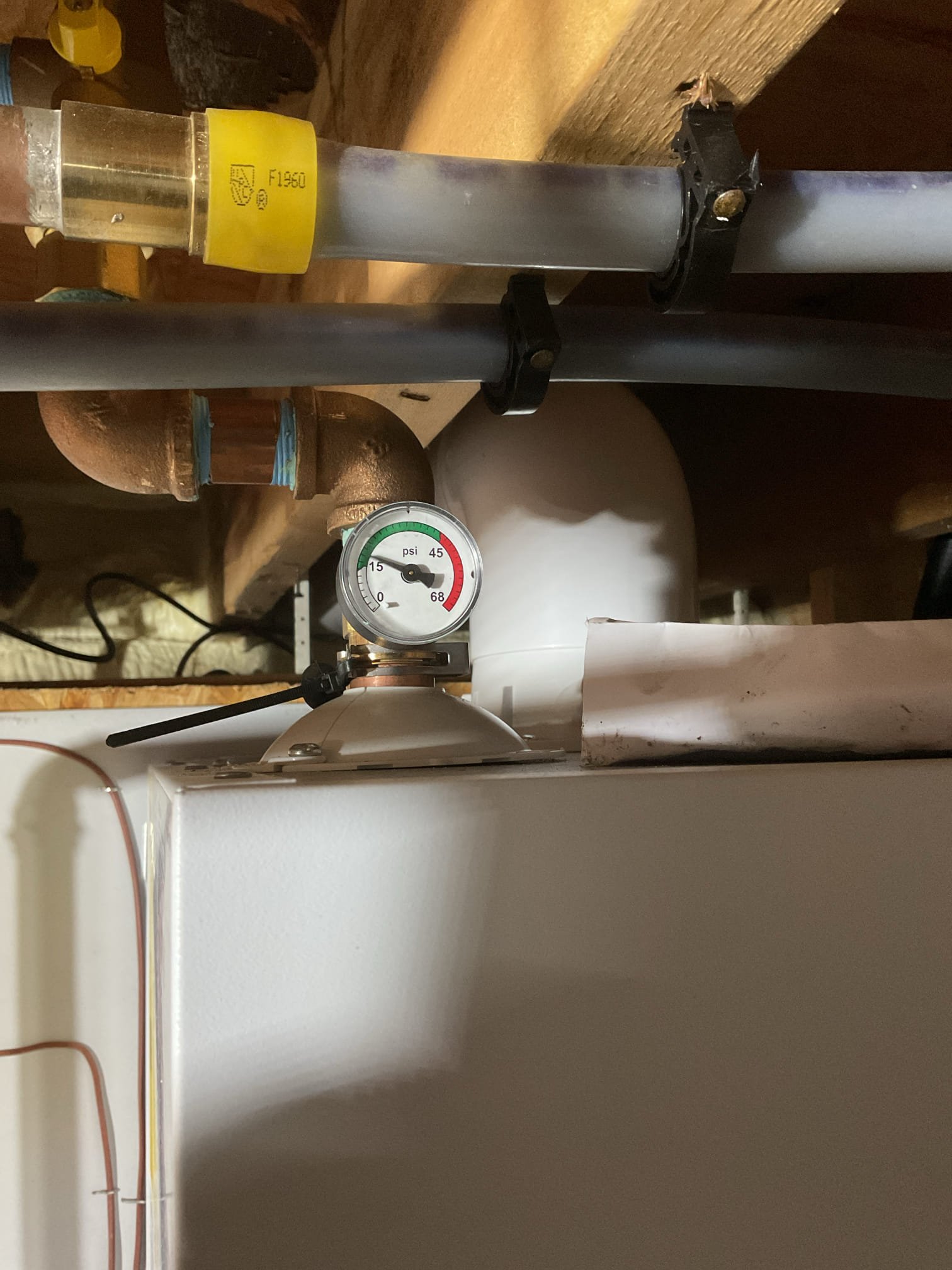 Arrived on site to diagnose relief valve popping on new install. We saw that the boiler was flat when we arrived. We refilled the boiler and test ran it. The boiler quickly climbed to 25+ psi. We then found that the valve to the expansion tank was closed so the extra pressure had no where to go. It may have been bumped closed but we opened it up and the boiler pressure went back to normal. Watched unit run for 10minutes with no more pressure issues occurring.

System is operating properly