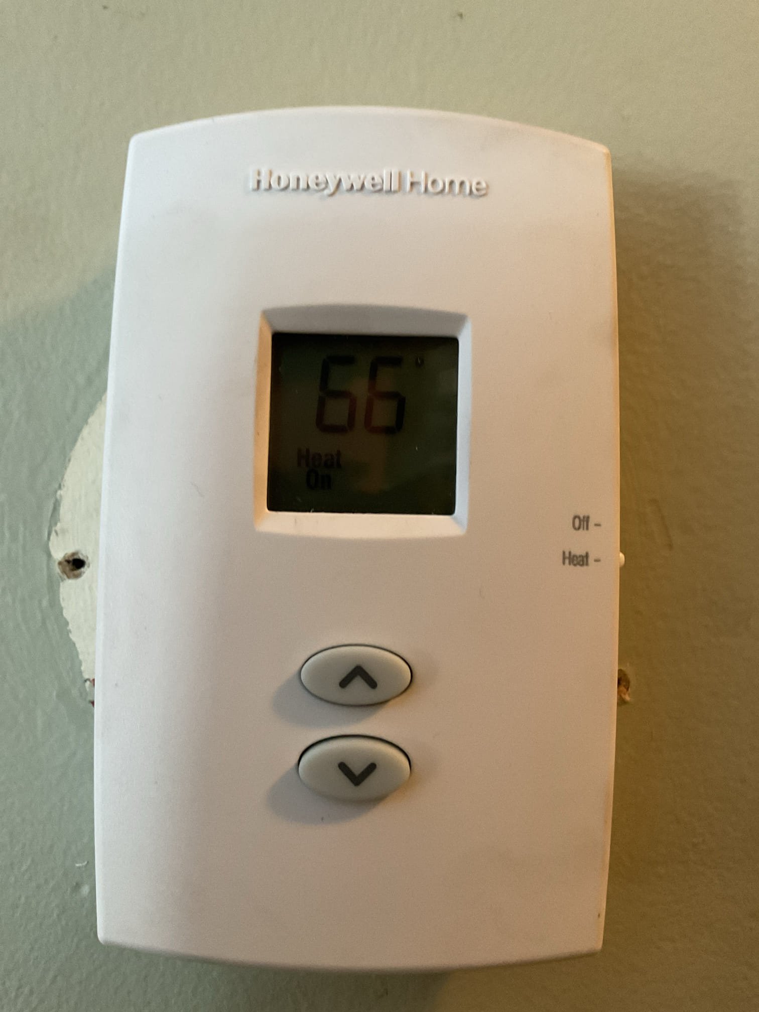 Arrived on site to see why boiler would not heat up 67. Upon inspection, we found that sometimes the thermostat display would just go blank. The thermostat had no batteries that could be installed in it. Every couple button presses would turn the thermostat off as well. Replaced thermostat with a simple heat only thermostat. Wired it up and ran the system. It is operating properly at this time. If Jackie continues to have problems the basbeboards may need to be cleaned. The whole house is on one zone and the boiler itself is operating properly.
