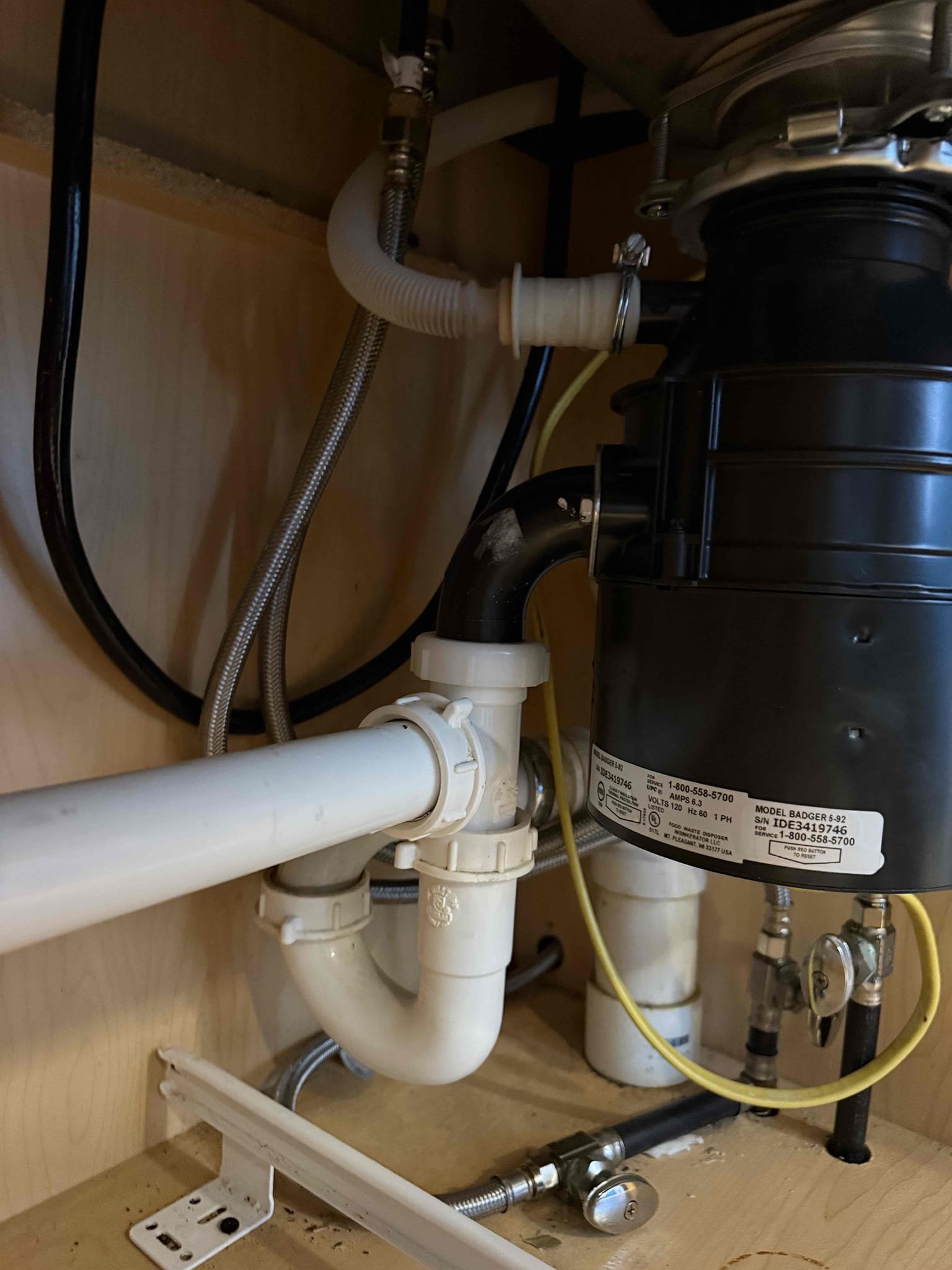 For this job, we removed and disposed of the existing non-functioning garbage disposal and replaced it with a new 1/2 HP garbage disposal unit. The electrical and drain connections were disconnected and then properly reconnected to the new disposal. All mounting hardware and seals were securely installed. The unit was tested to confirm proper operation, correct drainage, and to verify that no leaks were present.