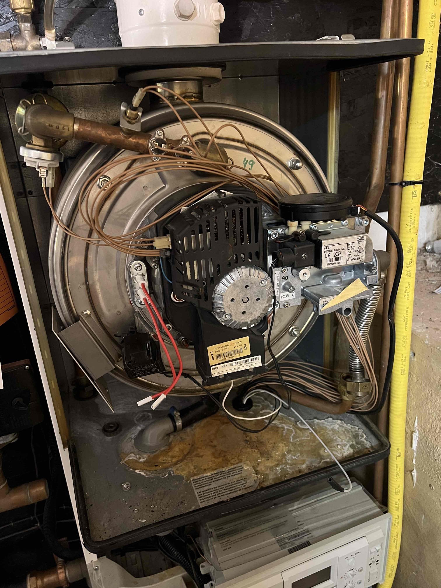 Arrived onsite to diagnose a no-heat condition on a Viessmann propane boiler. We have been onsite multiple times for recurring failures, as the boiler continues to shut down. Upon arrival, I attempted to reset the boiler, but it would not ignite.

During inspection, I found the heat exchanger to be partially plugged. I contacted Viessmann technical support, and we reviewed multiple system specifications and operating conditions. Based on troubleshooting, technical support indicated the issue may be related to a control board, which would be a costly repair ( thousands of dollars).

Due to the age of the boiler, its overall condition, and the recurring nature of the failures, I advised the customer that boiler replacement would be the most cost-effective and reliable option rather than proceeding with extensive repairs. An estimate to replace the boiler was provided, and the customer stated they would review it and let us know how they would like to proceed.