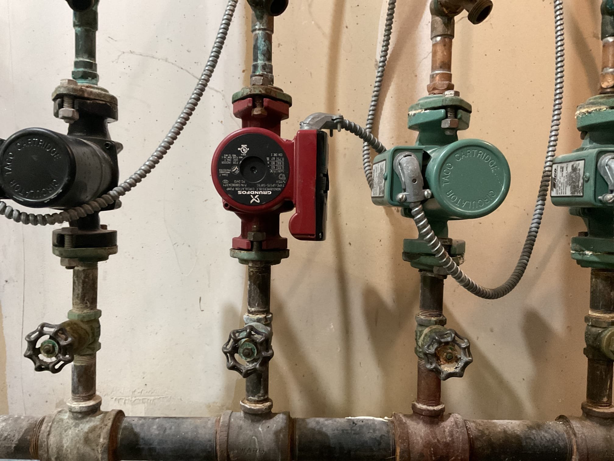 Arrived on site to diagnose no heat on one zone. After our inspection, we found that the circulator pump had 120v going to it but would not operate. We recommend replacing the pump to restore proper operation to the zone. Estimate to replace was accepted.

We drained the corresponding zone and replaced the pump. We then wired the pump and refilled zone. Purged air of zones and tested operation. Circulator powered up and was moving water. Zone is now operating properly.

Thank you for your business!