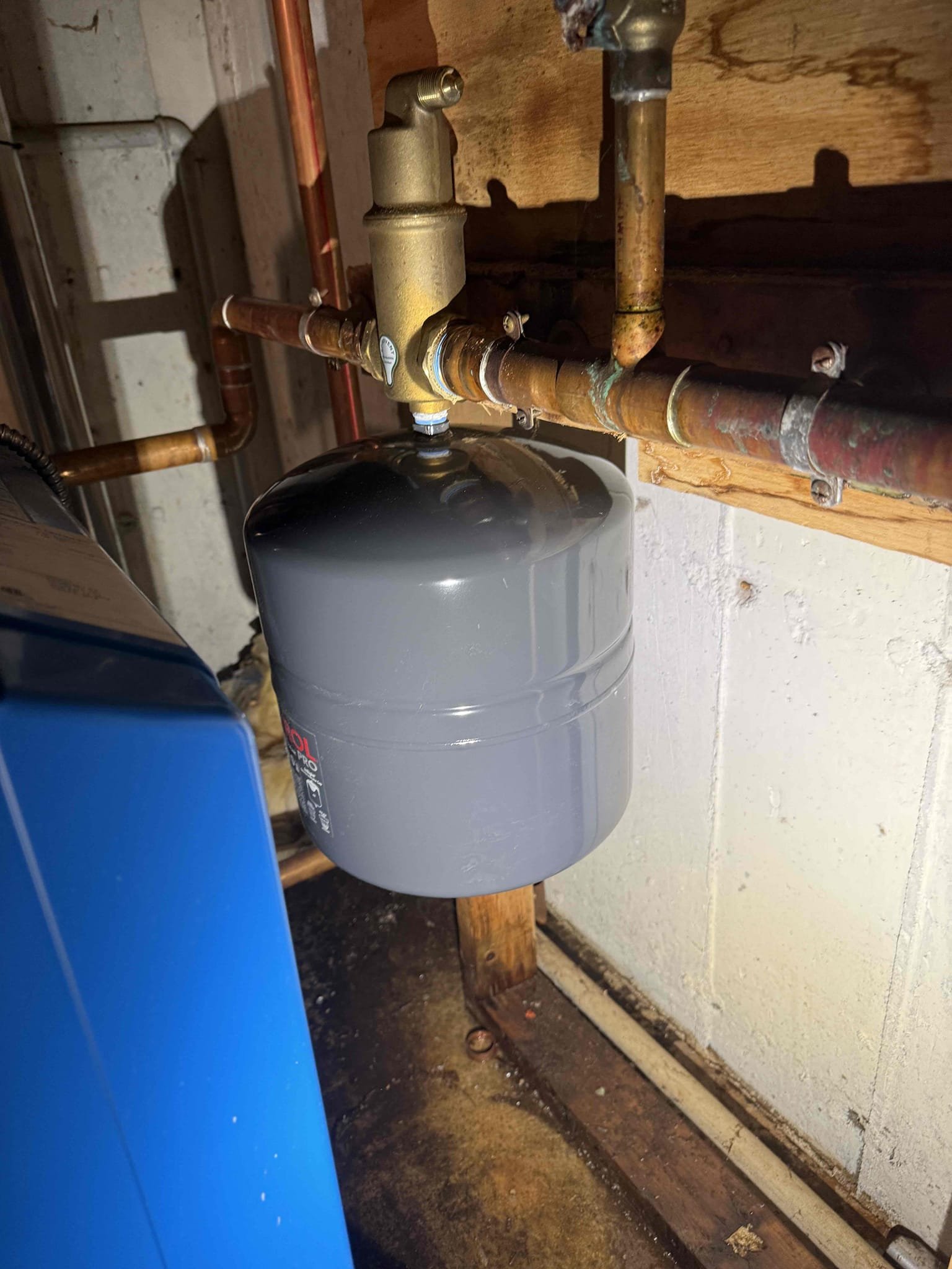 Removed and replaced the leaking circulator pump on the boiler. Replaced the failed expansion tank and pressure relief valve. Inspected, refilled, and tested the heating system to ensure safe and proper operation. System is now leak free.