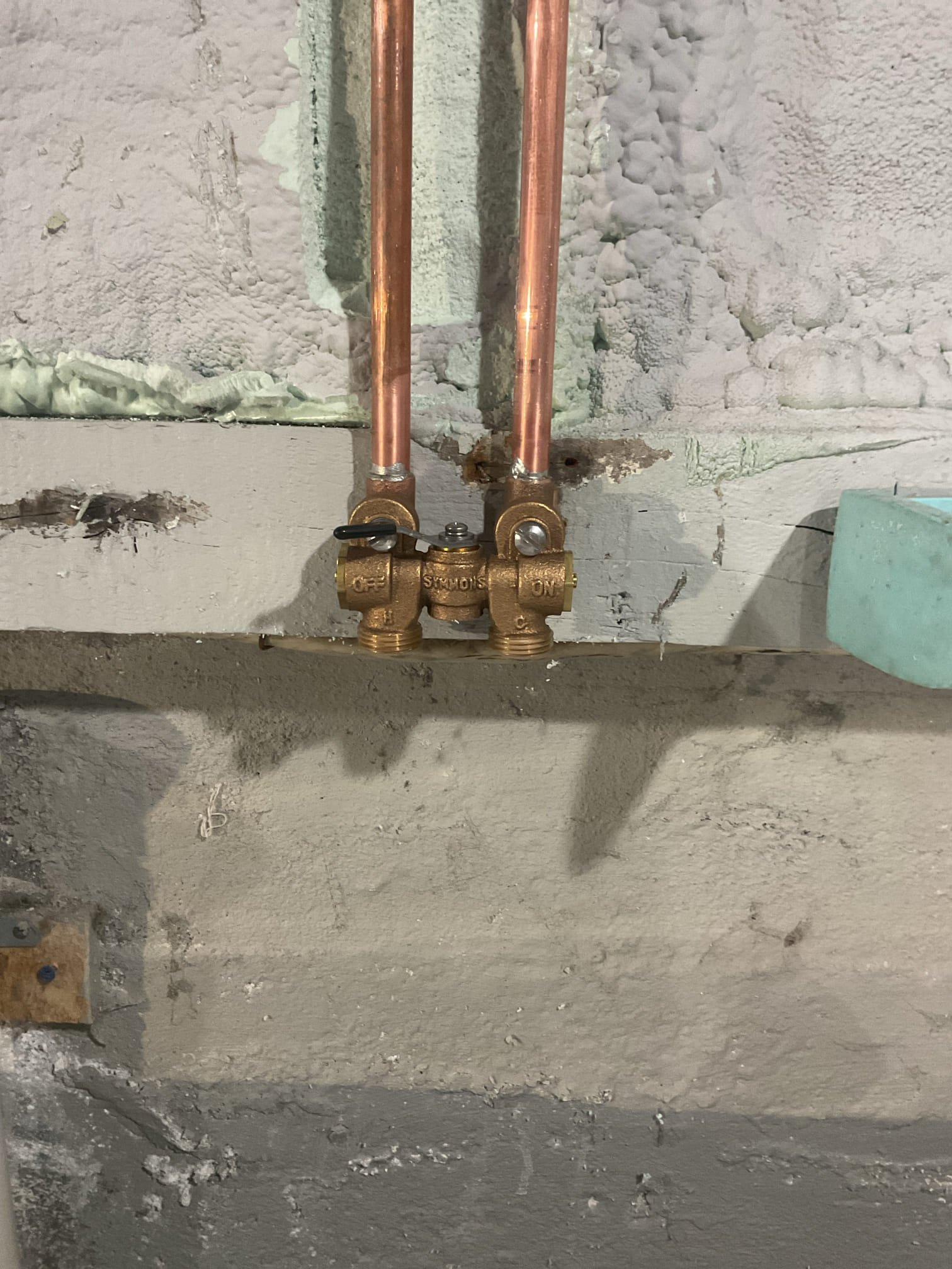 Customer had two washer valves that would not fully close due to age, an old shower they wanted eliminated, and galvanized pipe that needed to be removed.

I removed both valves, the basement shower, galvanized pipe, and some pipe which was hooked into the laundry sink. After this was done a reran the water lines to the hot side of the sink, the hot side of the washer valves, the cold side of the washer valve, installed a new shutoff, and a new Gerber washer valve. 

I turned the water on and tested all press connections and solder connections. Everything held with no leaks present at the time of service. 