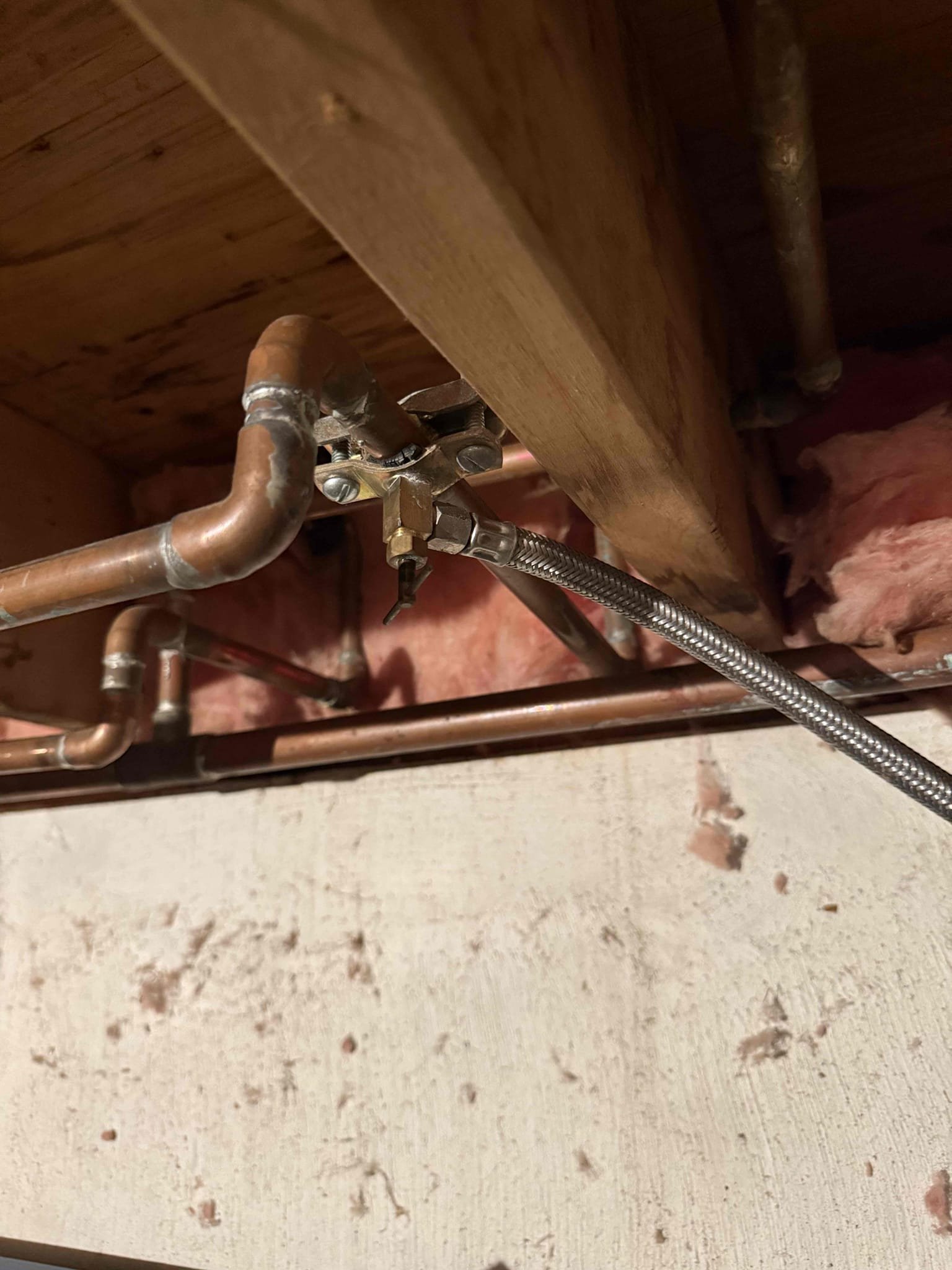 We responded to a report of a refrigerator leaking water that had been installed earlier today by Best Buy. Upon inspection, we found that the refrigerator had not been properly connected to the water supply line. The water line had been left disconnected at the back of the refrigerator and was lying on the floor, allowing water to continuously run onto the floor. We properly secured and tightened the supply line connection to the back of the refrigerator, then restored water service and tested the connection. After verifying proper installation, we confirmed there were no active leaks and that the refrigerator water supply was functioning correctly.