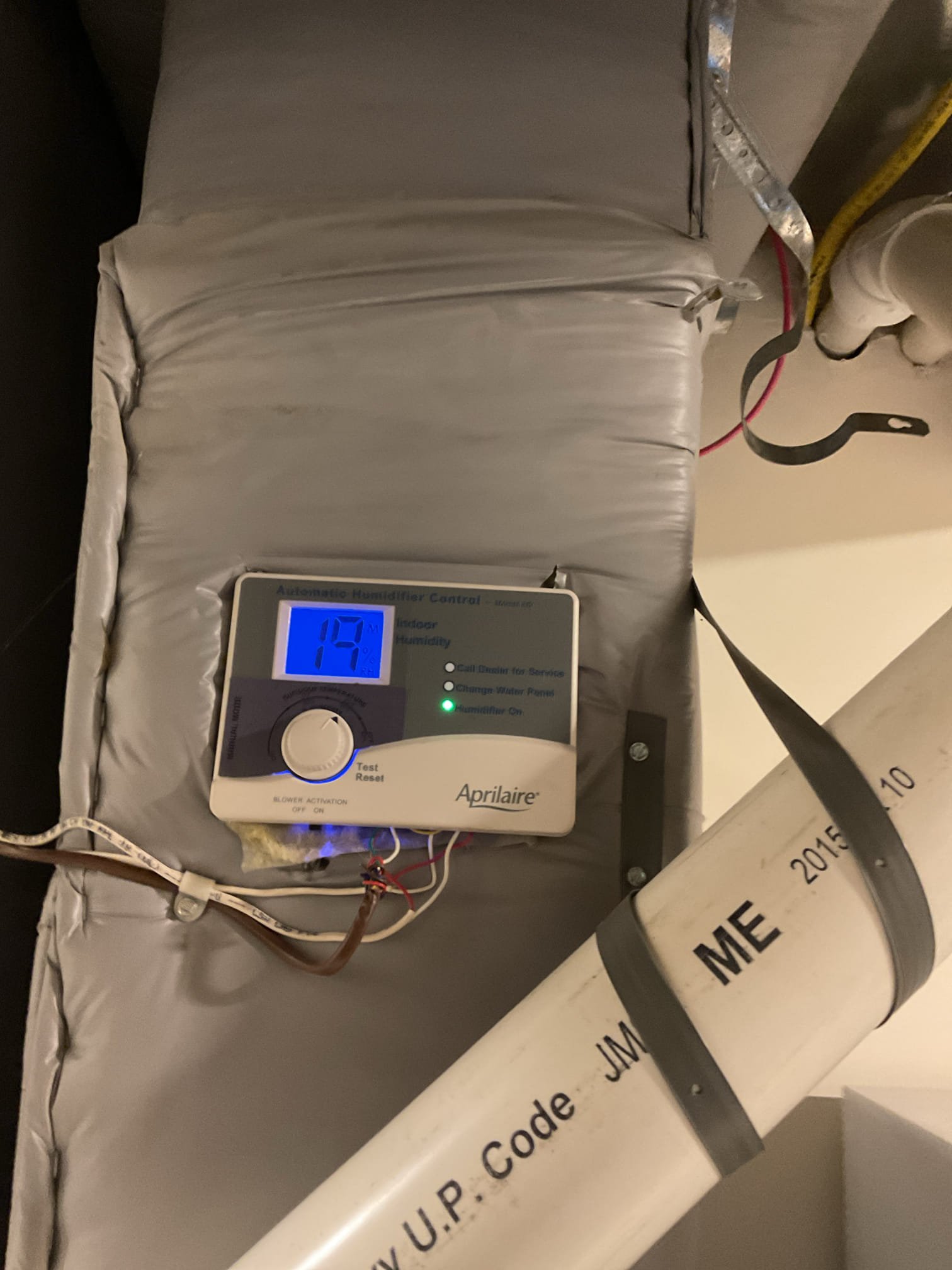 Arrived on site to replace failed solenoid valve on the humidifier. Turned water supply off and removed the old valve. We then installed the new valve and connected the water lines. We then wired it up and tested operation. Humidifier seems to be operating properly. We started at 17% humidity and when we were leaving it was up to 19-20%.

Thank you for your business!