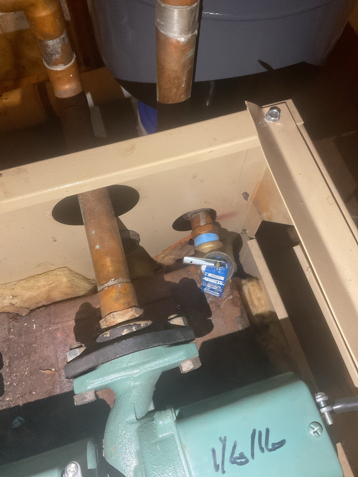 Following inspection of the concerns reported after yesterday’s visit, we found the boiler relief valve was leaking and the main floor radiant heating zone had been turned off. We replaced the faulty relief valve, restored operation to the radiant loop, and thoroughly tested each heating zone to confirm proper performance and ensure the system is operating safely and reliably.