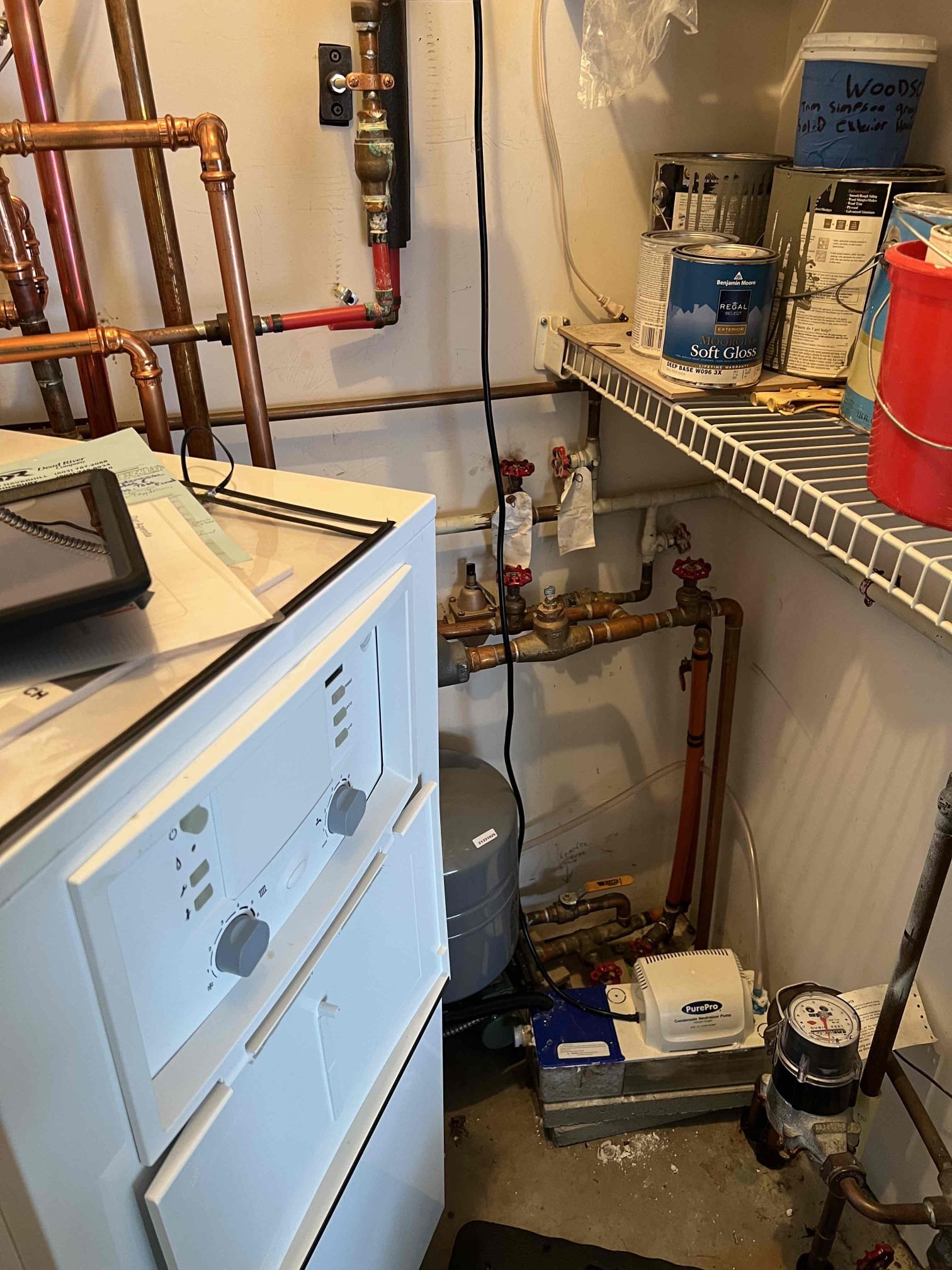 Arrived onsite to investigate high water usage believed to be caused by a leaking heat pipe. These condominiums have a known history of heat pipe leaks due to the piping being embedded in concrete and deteriorating over time. During a thorough evaluation, I identified the leak as originating from Zone A and shut that zone off. I discussed options to provide heat to the affected areas. The customer requested a mini-split consultation, and we will contact them to schedule.