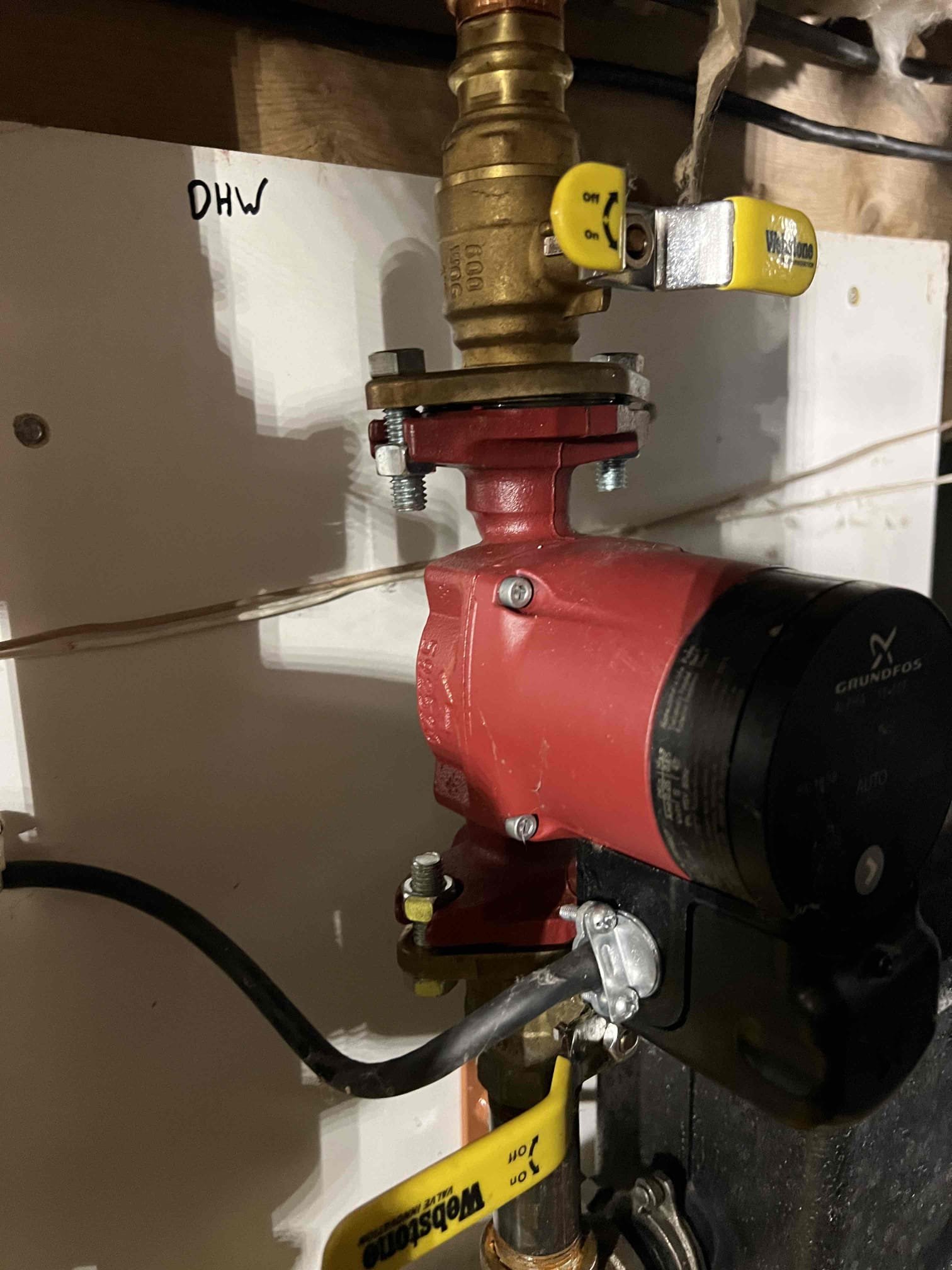 Arrived on site to investigate a squealing noise, verify a failed expansion tank and leaking circulator gaskets. The noise was coming from an ups battery backup alarm, advised customer of alarm and shut it off. Replaced the expansion tank and circulator gaskets. After restoring water to the system, discovered a failed automatic water fill valve. With customer approval, installed a new water fill valve with a backflow preventer. Opened the water supply, performed a leak check on the hydronic system, and verified proper operation of the heating system.