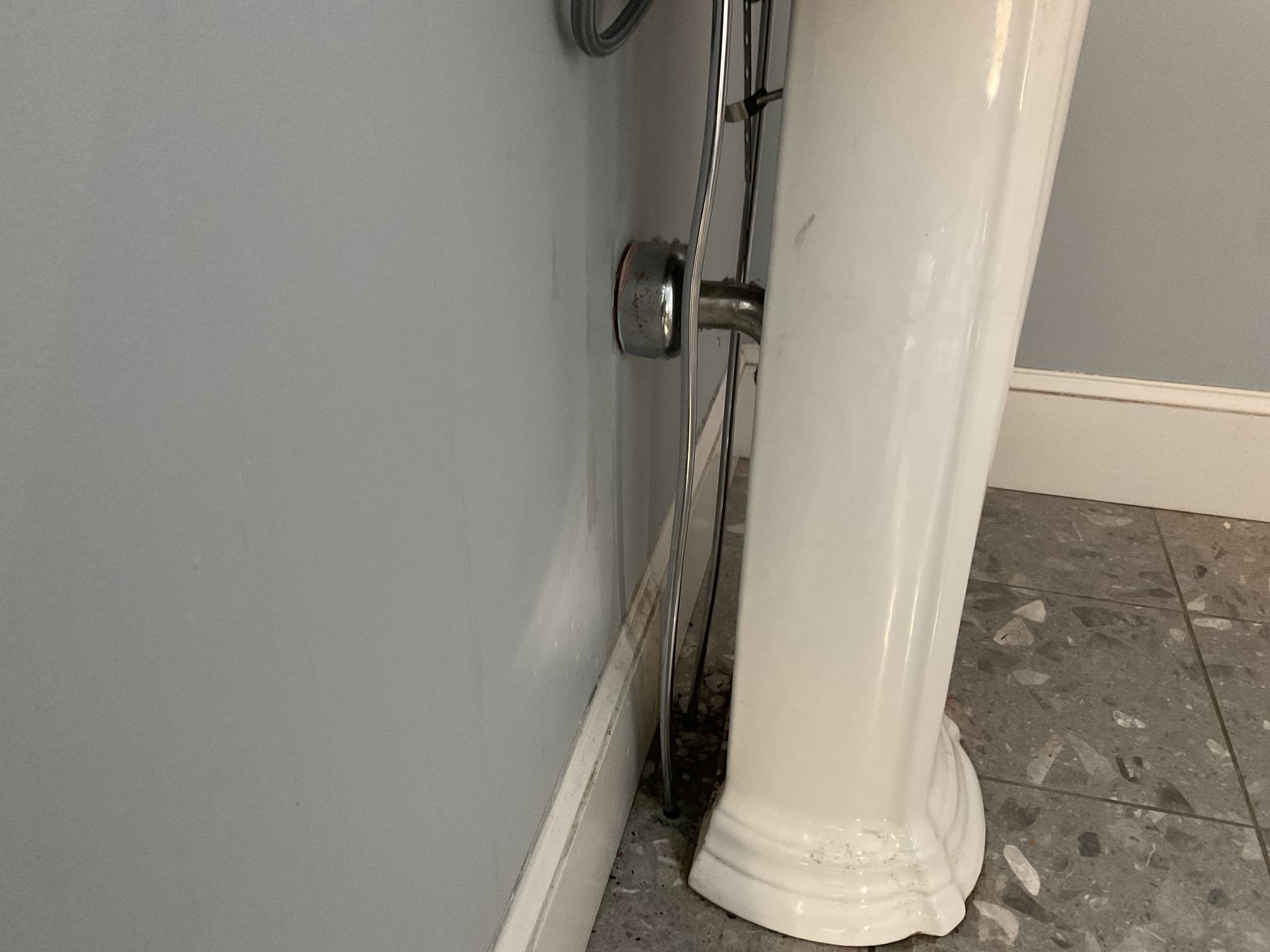 Upon arrival customer had a seized up faucet handle, a shower with no hot water, a softener that needed to be serviced, and a 4x20 sediment filter that needed to be replaced. 

I started by removing the 4x20 sediment filter and installed a new customer supplied sediment filter and cleaned/lubricated o ring. I then cleaned the softener injector and screen and reinstalled them to ensure proper function of the water softener. 

I then removed the wide spread faucet from the pedestal sink along with the supply lines. I then installed a new Kohler wide spread faucet with two new chrome supply lines. I hooked the supply lines into the existing adapters and tested function. The faucet is working well with no leaks present at the time of service. 

Follow up appointment is needed for the installation of a new Delta shower valve and trim. 



Tech arrived to complete the job. I started by butting into two bays of the wall to access the valve and plumbing pertaining to it. I then removed said pl