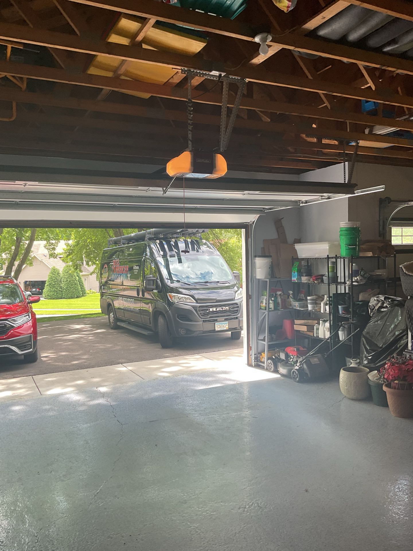 A comprehensive garage door inspection and maintenance service was performed, starting with a thorough examination of the entire garage door system. This included checking the tracks, rollers, hinges, springs, and cables for any signs of wear or damage. The rollers were lubricated to ensure smooth operation, and the hinges were tightened to maintain alignment. The torsion springs were inspected for balance and safety, and any worn cables were replaced to prevent failure. The automatic opener was tested for responsiveness and programmed for optimal performance. Lubrication was applied to moving parts to reduce friction and noise. Finally, a safety feature check was conducted to ensure the door meets all safety standards. This meticulous service ensures the garage door operates efficiently and safely.