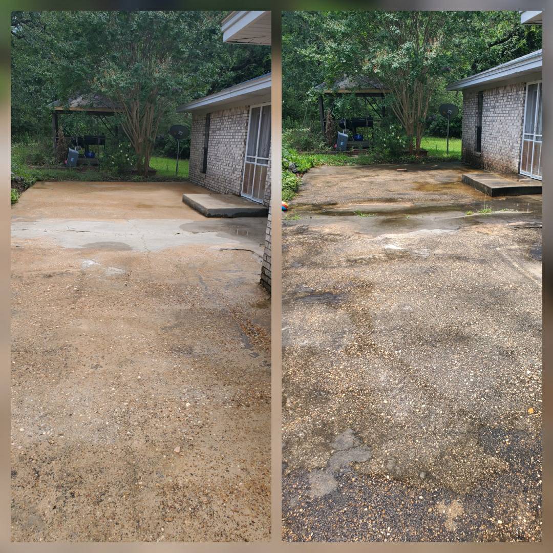 Patio pressure wash, softwash with a pretreat