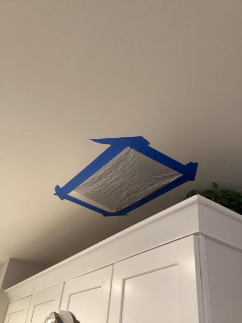 JIG plumbing will open the drywall ceiling in the kitchen. We will locate the source of the leak and provide options for repair. 

The discovery revealed a compromised seal for the upstairs master toilet. JIG Plumbing will remove and reset the toilet with a new seal, bolts, and supply line.

Additionally, we will replace the emergency shut off valve for the master toilet. 

Ten other valves around the home are also recommended for replacement.