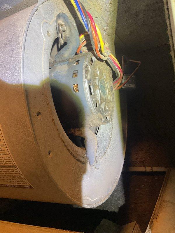 Responded to service call for AC system that experienced freezing condition the previous Sunday. Customer reported unit had been operating normally after cleaning outdoor condenser. Performed comprehensive diagnostic evaluation on 7-year-old split system with outdoor condenser and indoor evaporator coil assembly.

Conducted visual inspection of indoor air handler unit located in attic space. Examined evaporator coil assembly, blower motor, and ductwork connections. Verified blower motor operation and inspected electrical connections for proper voltage and secure terminations. Checked condensate drain pan for standing water or evidence of previous freeze-up. No visible ice accumulation or moisture damage observed at time of inspection.

Proceeded to outdoor condenser unit and performed refrigerant system diagnostics. Measured operating pressures on both high and low side of system while unit running in cooling mode. Verified refrigerant charge levels are within manufacturer specificatio