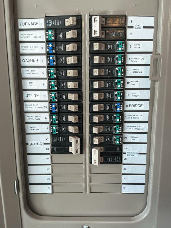 Completed comprehensive electrical maintenance inspection on 200-amp main service panel and Generac automatic transfer switch system. Performed quality verification of recent panel installation including inspection of all circuit breakers, circuit labeling accuracy, grounding system integrity, and whole-home surge protection device functionality. Verified proper operation of Generac ATS integration and exterior disconnect components. All circuits tested and confirmed operational, breaker connections inspected for proper torque and heat signatures, and panel organization documented. System operating within normal parameters with no deficiencies noted.