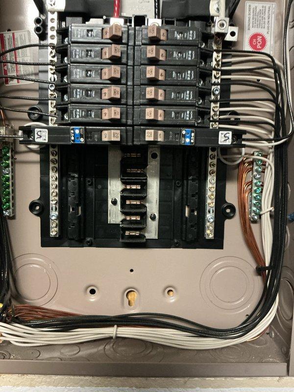 Responded to service call for light fixture replacement and fluorescent fixture repair at 12-year-old residential property. Successfully replaced three existing light fixtures with new units per customer specifications. Inspected fluorescent fixture experiencing operational issues; diagnosed failed ballast as suspected by customer. Replaced defective ballast, restoring full functionality to fluorescent lighting system. Documented electrical panel configuration for service records, noting organized circuit breaker layout with proper labeling for major appliances and HVAC systems. Verified all replaced fixtures operating correctly and confirmed proper electrical connections throughout. All work completed to code requirements with no additional electrical issues identified during service visit.