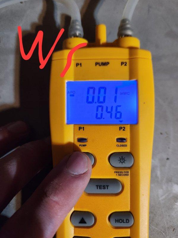 Completed routine member maintenance on two HVAC systems located in attic of 19-year-old residence. Performed comprehensive inspection including temperature differential measurements, recording supply air temperature of 165°F at heating mode. Conducted refrigerant pressure diagnostics using digital manifold gauge, with readings of 0.01 and 0.46 indicating system pressures within acceptable parameters. Verified both systems operational with no immediate service needs identified during maintenance visit.