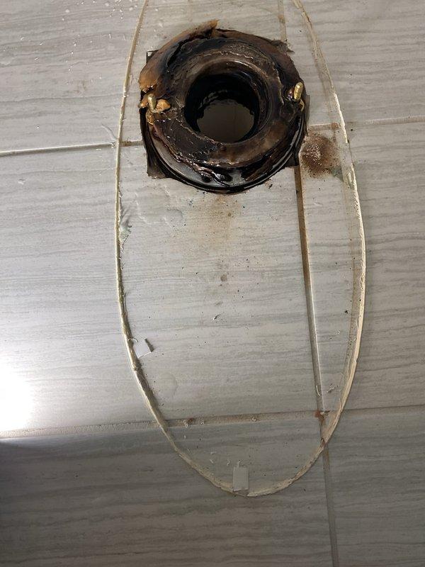 Responded to a loose, wobbling toilet in the front guest bathroom. Removed the toilet and found the old wax ring failed, with heavy residue and staining on the closet flange. Cleaned the flange and mating surfaces, installed a new wax seal, reset the toilet on the existing closet bolts, and secured it level and stable. Reconnected the supply line, restored water, and tested for leaks and proper operation, then resealed the base to the floor.