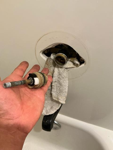 I replaced the cartridge in the guest bathroom&rsquo;s shower valve. It is working properly at this time.