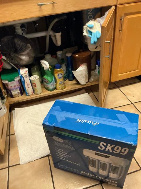 West Palm Beach, FL - I removed the old water filtration system from underneath the kitchen sink. Then I installed a customer supplied water filtration system and made sure that it is working properly. It is working properly at this time.