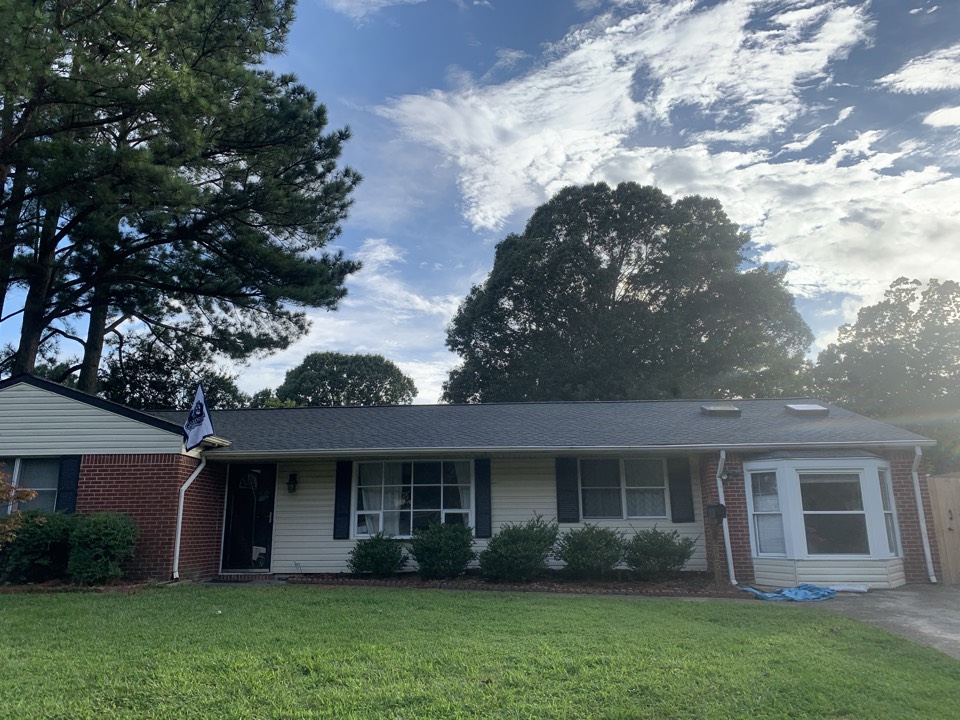 Virginia Beach, VA - Just completed a new roof installation using GAF Timberline HDZ lifetime warranty color pewter grey with underlinement of GAF Felt Buster High Traction synthetic roofing felt and cobra rigidvent3 for more air air flow in the house and also install gutter gaurds Virginia Beach, VA - Just completed a new roof installation using GAF Timberline HDZ lifetime warranty color pewter grey with underlinement of GAF Felt Buster High Traction synthetic roofing felt and cobra rigidvent3 for more air air flow in the house and also install gutter gaurds